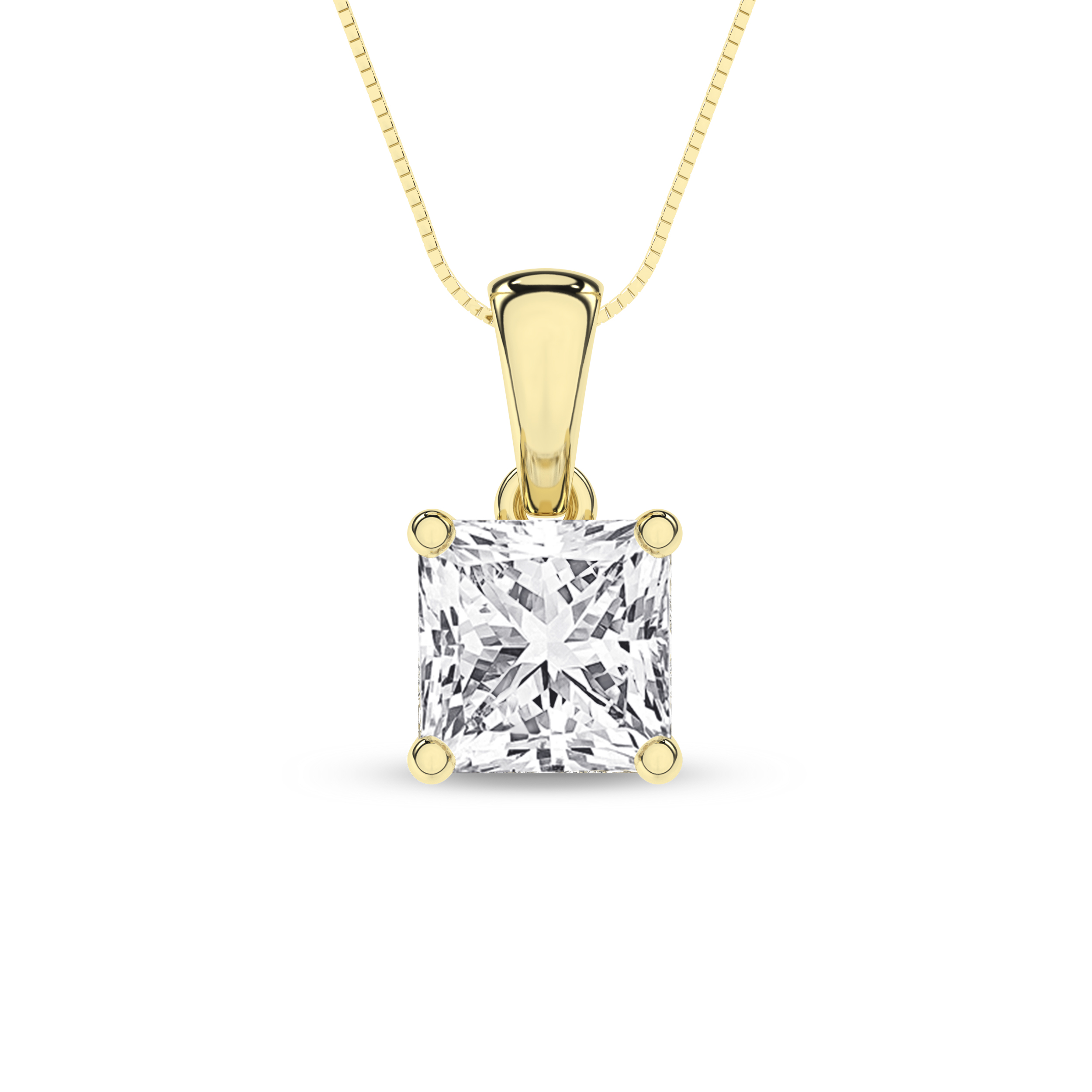 Lab Grown Solitaire Pendant (Princess)/0.5Ct, 0.5Ctw