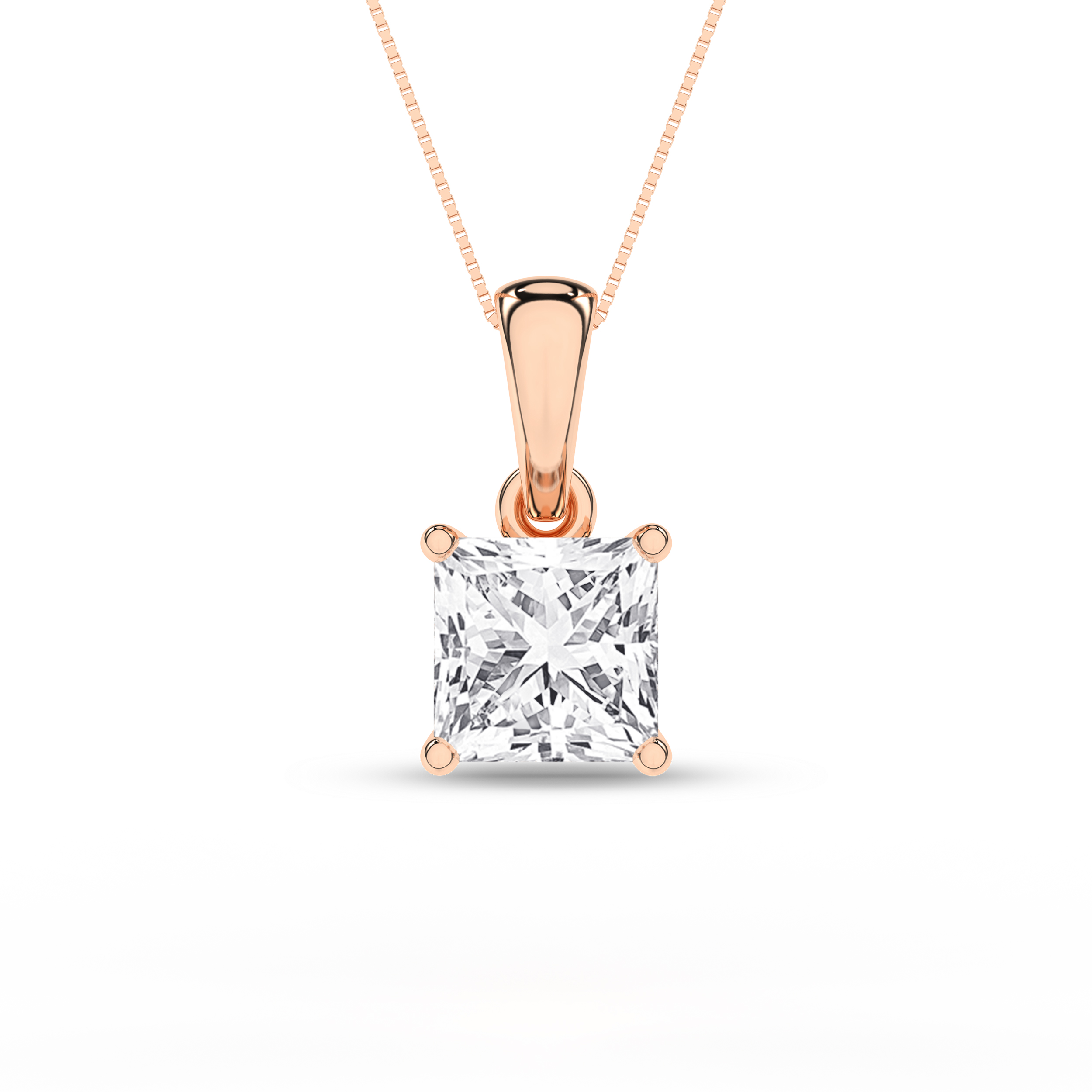 Lab Grown Solitaire Pendant (Princess)/0.75Ct, 0.75Ctw