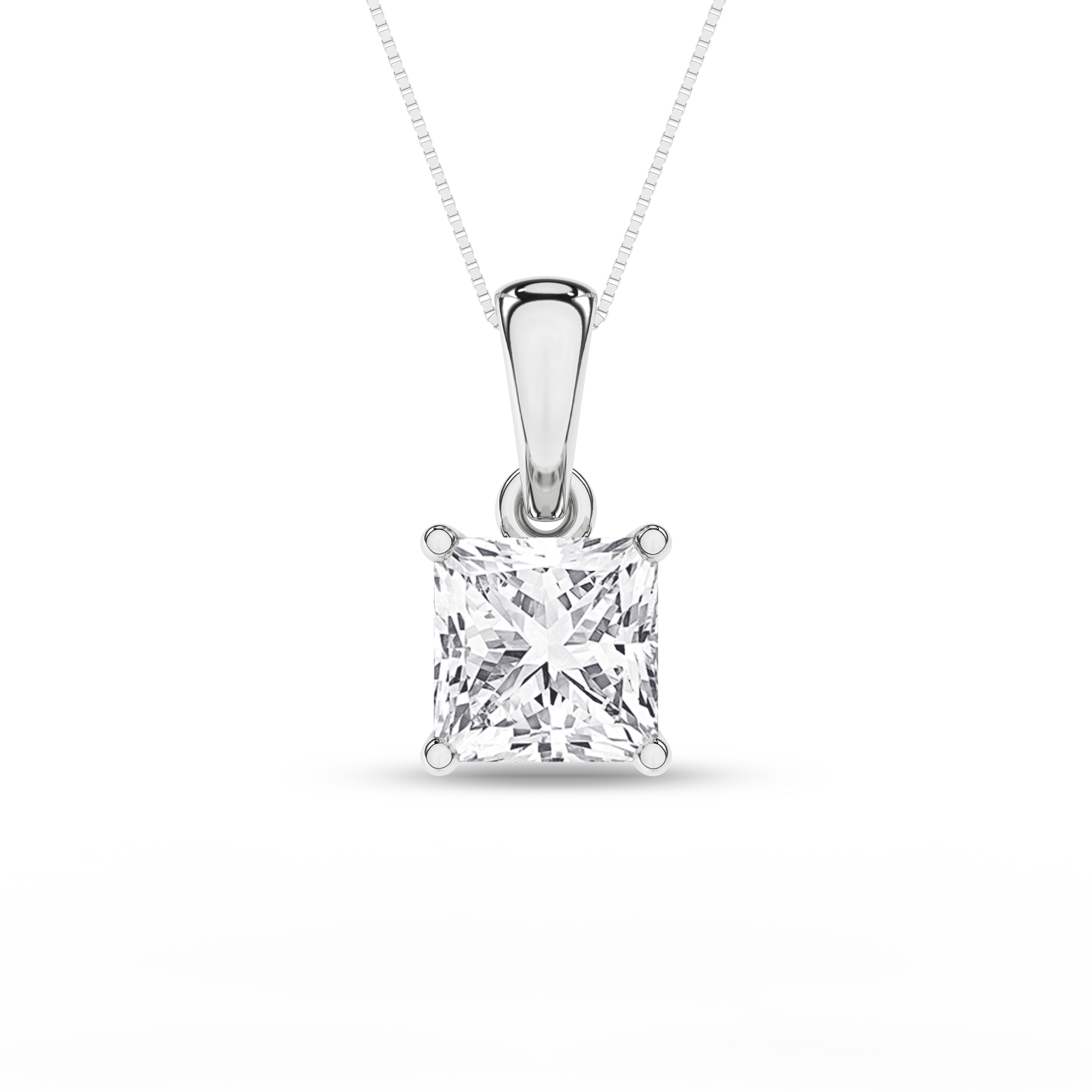 Lab Grown Solitaire Pendant (Princess)/0.75Ct, 0.75Ctw