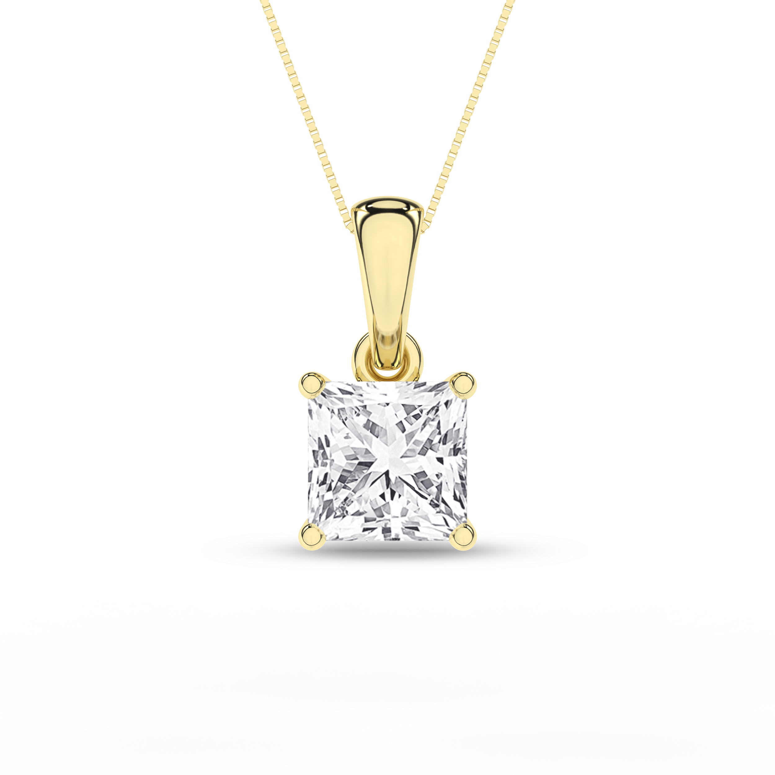 Lab Grown Solitaire Pendant (Princess)/0.75Ct, 0.75Ctw