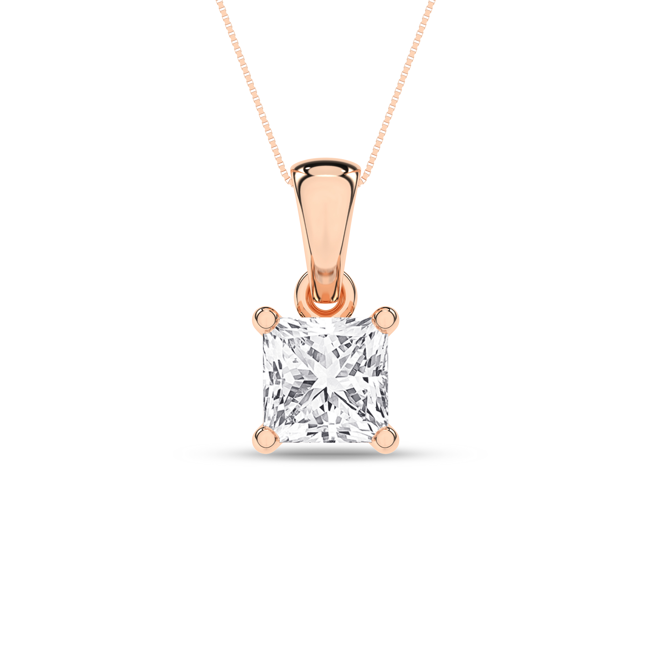 Lab Grown Solitaire Pendant (Princess)/1.25Ct, 1.25Ctw