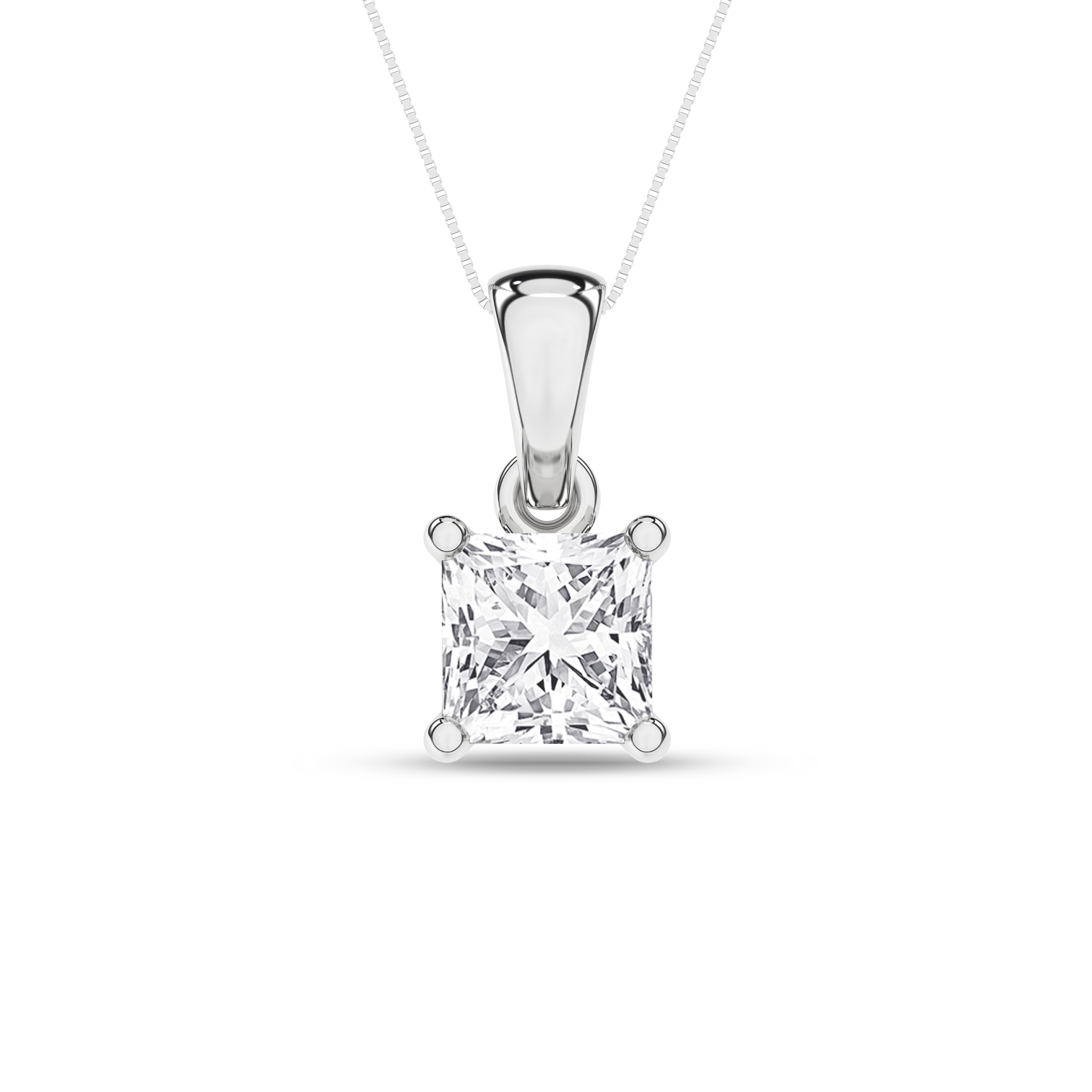 Lab Grown Solitaire Pendant (Princess)/1.25Ct, 1.25Ctw