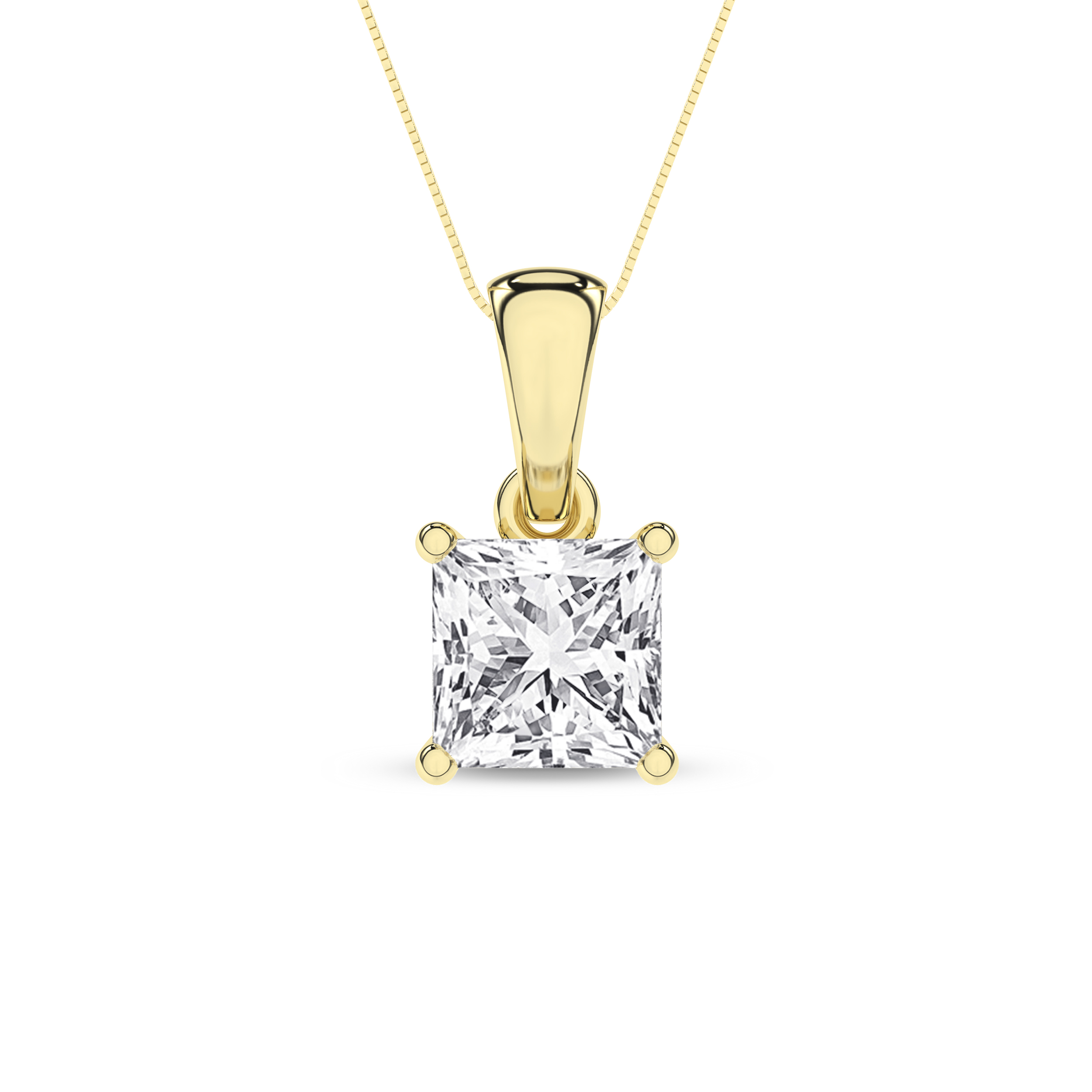Lab Grown Solitaire Pendant (Princess)/1.5Ct, 1.5Ctw