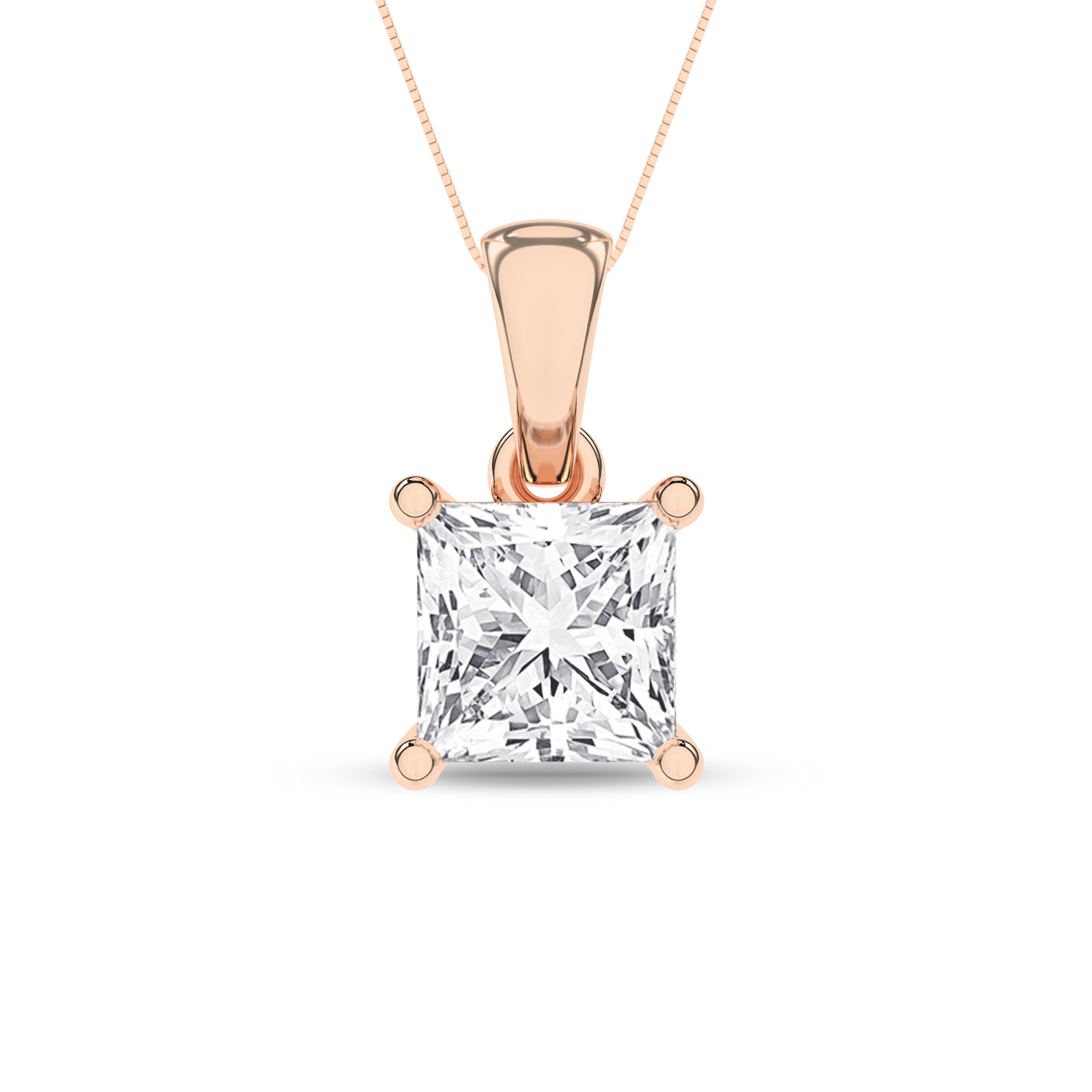 Lab Grown Solitaire Pendant (Princess)/2Ct, 2Ctw