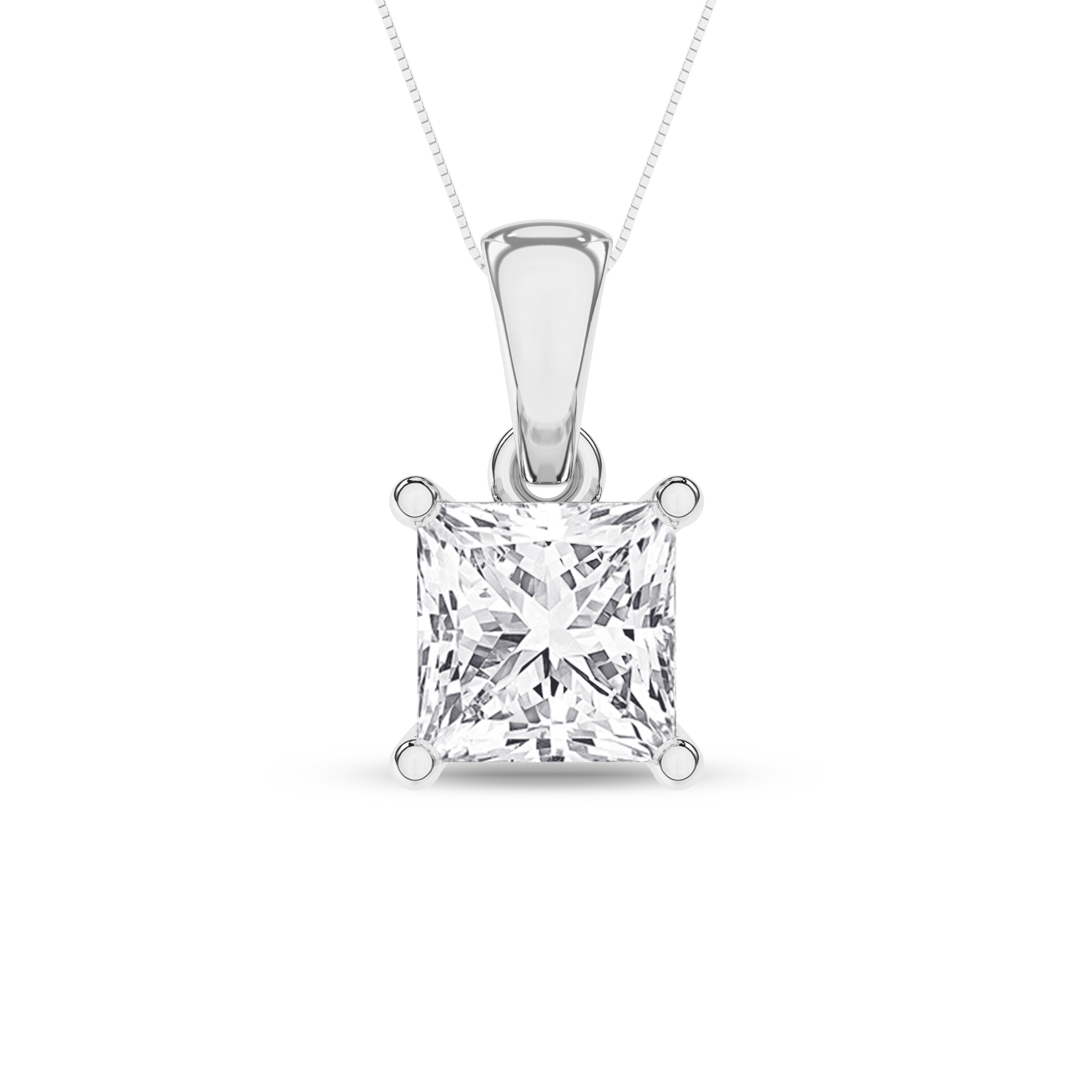 Lab Grown Solitaire Pendant (Princess)/2Ct, 2Ctw