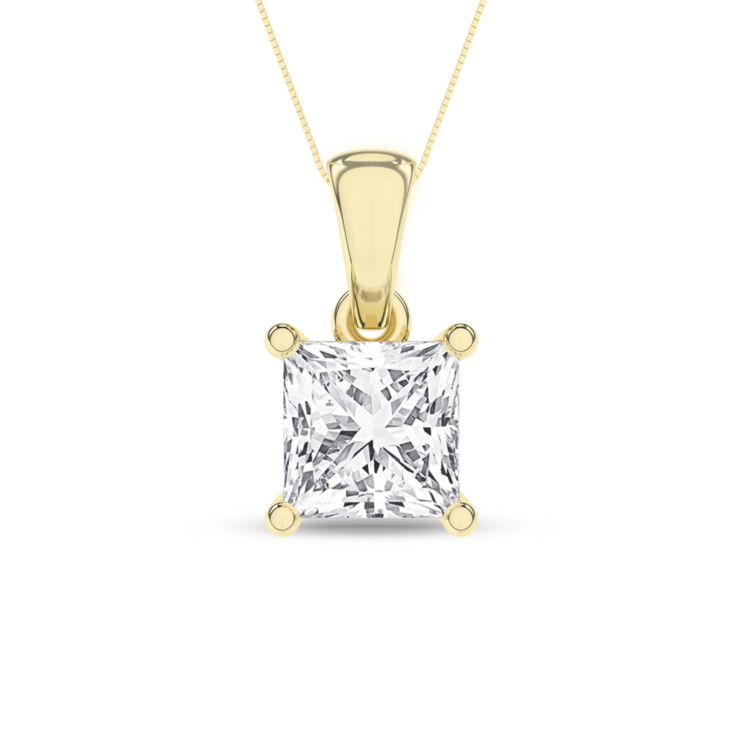 Lab Grown Solitaire Pendant (Princess)/2Ct, 2Ctw