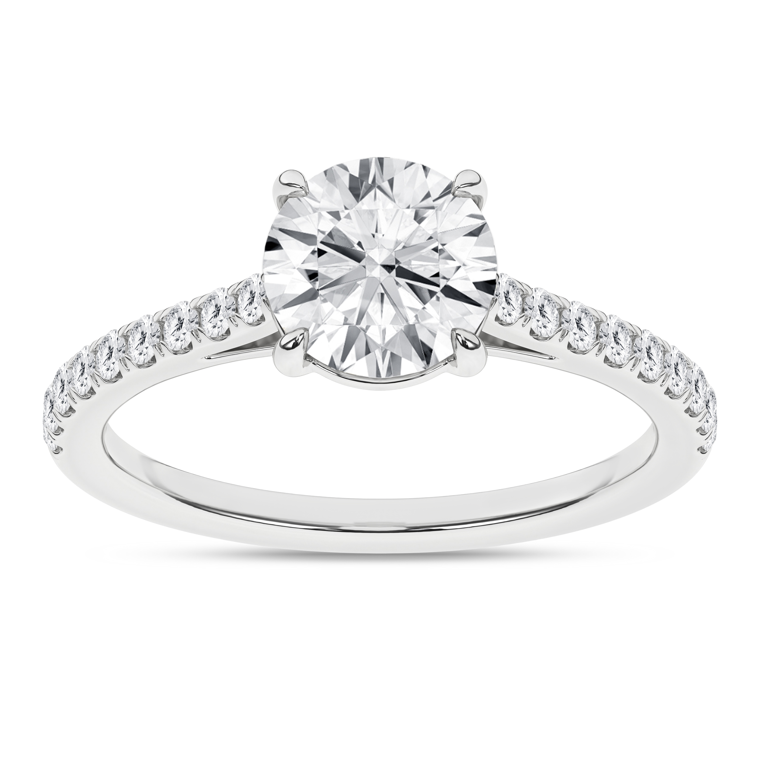 Lab Grown Classic Engagement Ring (Round)/1.5Ct, 1.75Ctw