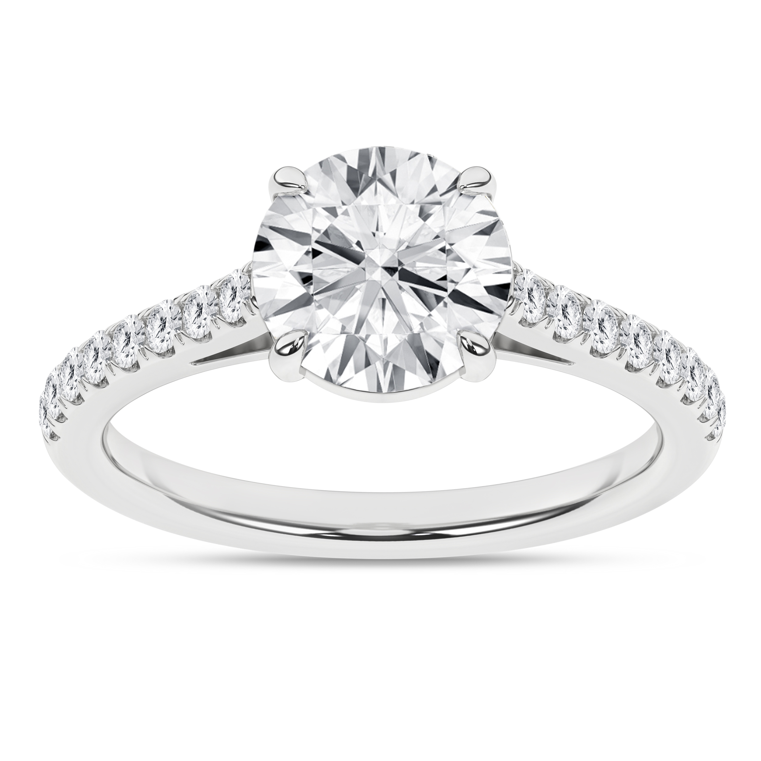 Lab Grown Classic Engagement Ring (Round)/2Ct, 2.25Ctw