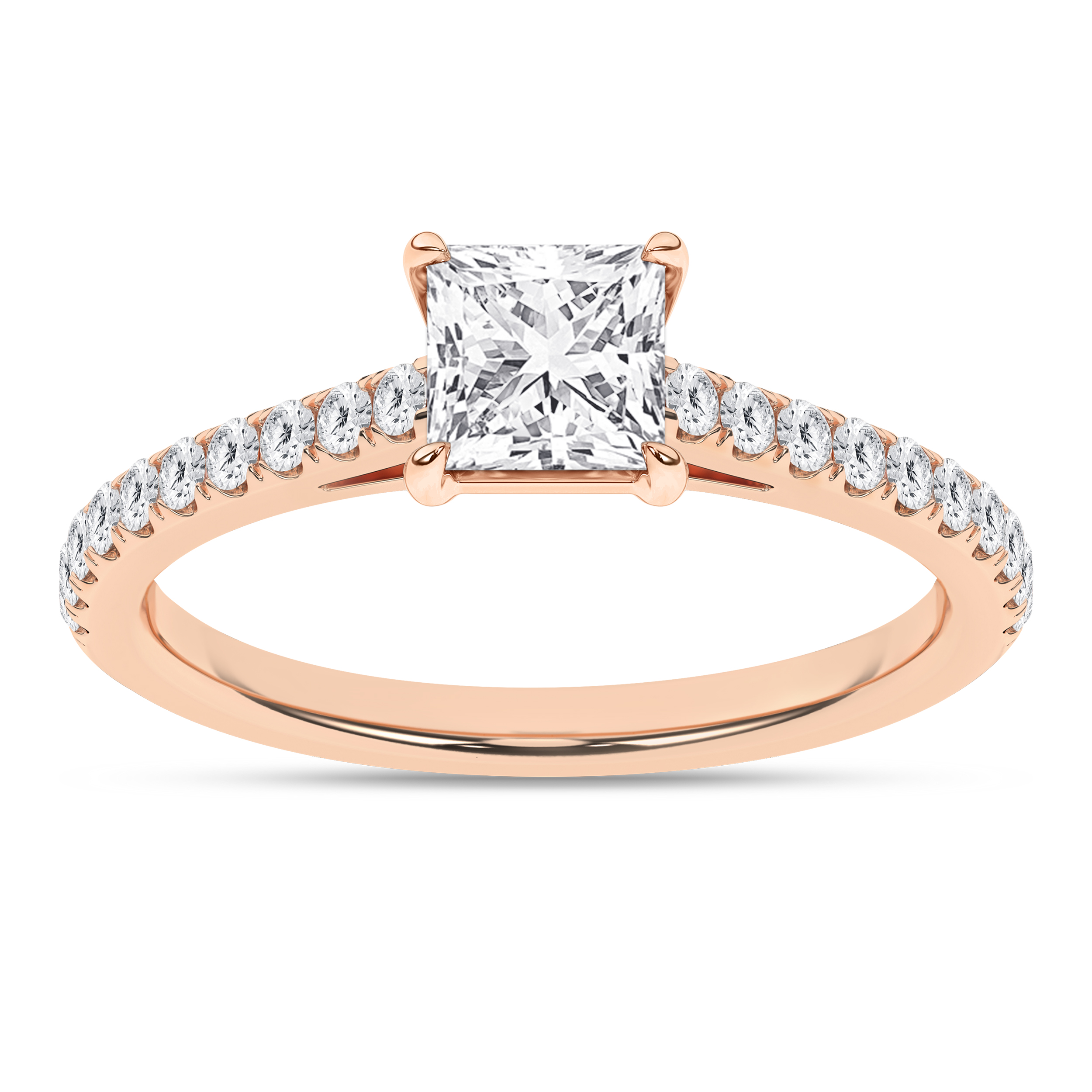 Lab Grown Classic Engagement Ring (Princess)/1Ct, 1.25Ctw