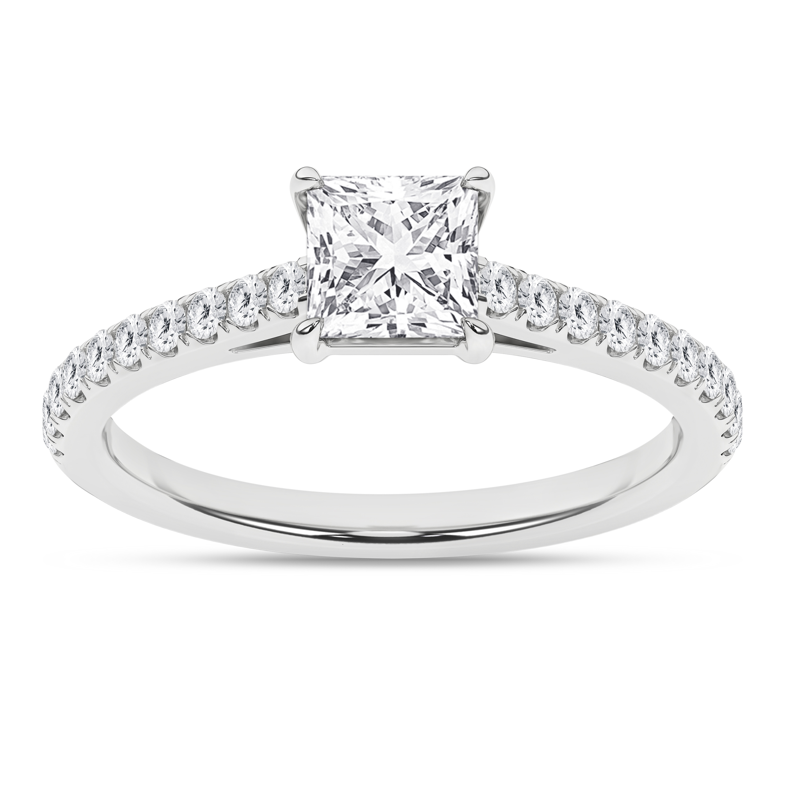 Lab Grown Classic Engagement Ring (Princess)/1Ct, 1.25Ctw