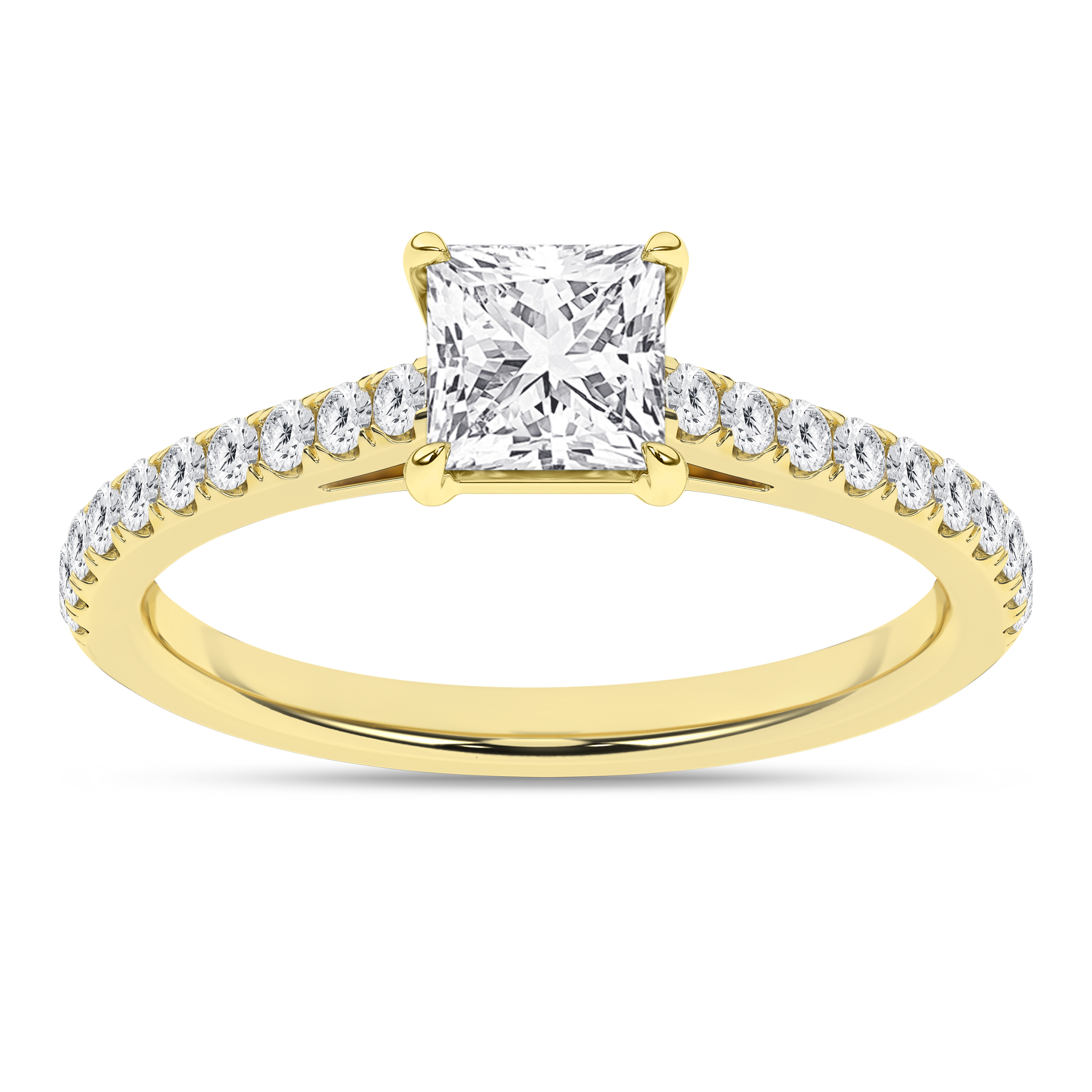 Lab Grown Classic Engagement Ring (Princess)/1Ct, 1.25Ctw