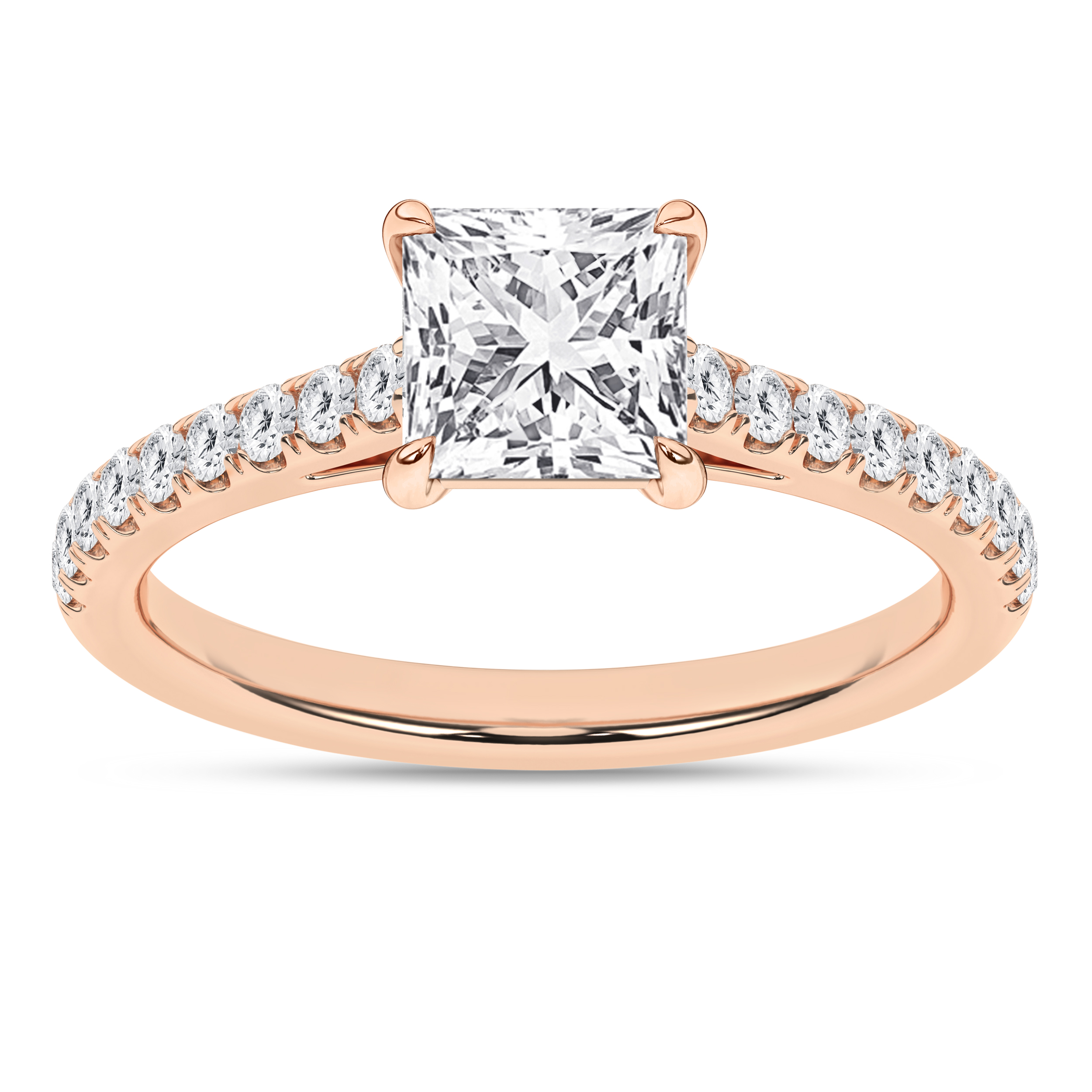 Lab Grown Classic Engagement Ring (Princess)/1.5Ct, 1.75Ctw