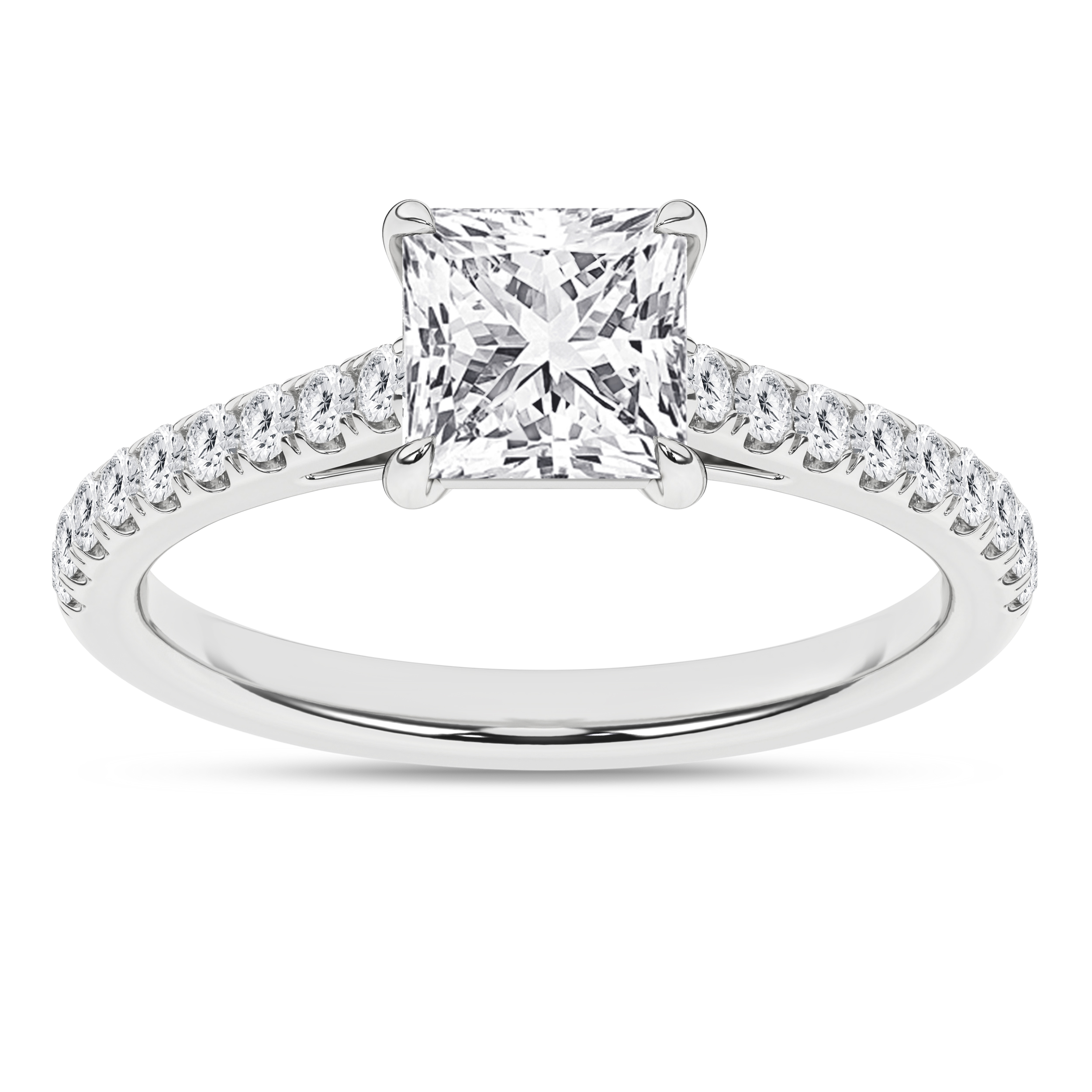 Lab Grown Classic Engagement Ring (Princess)/1.5Ct, 1.75Ctw