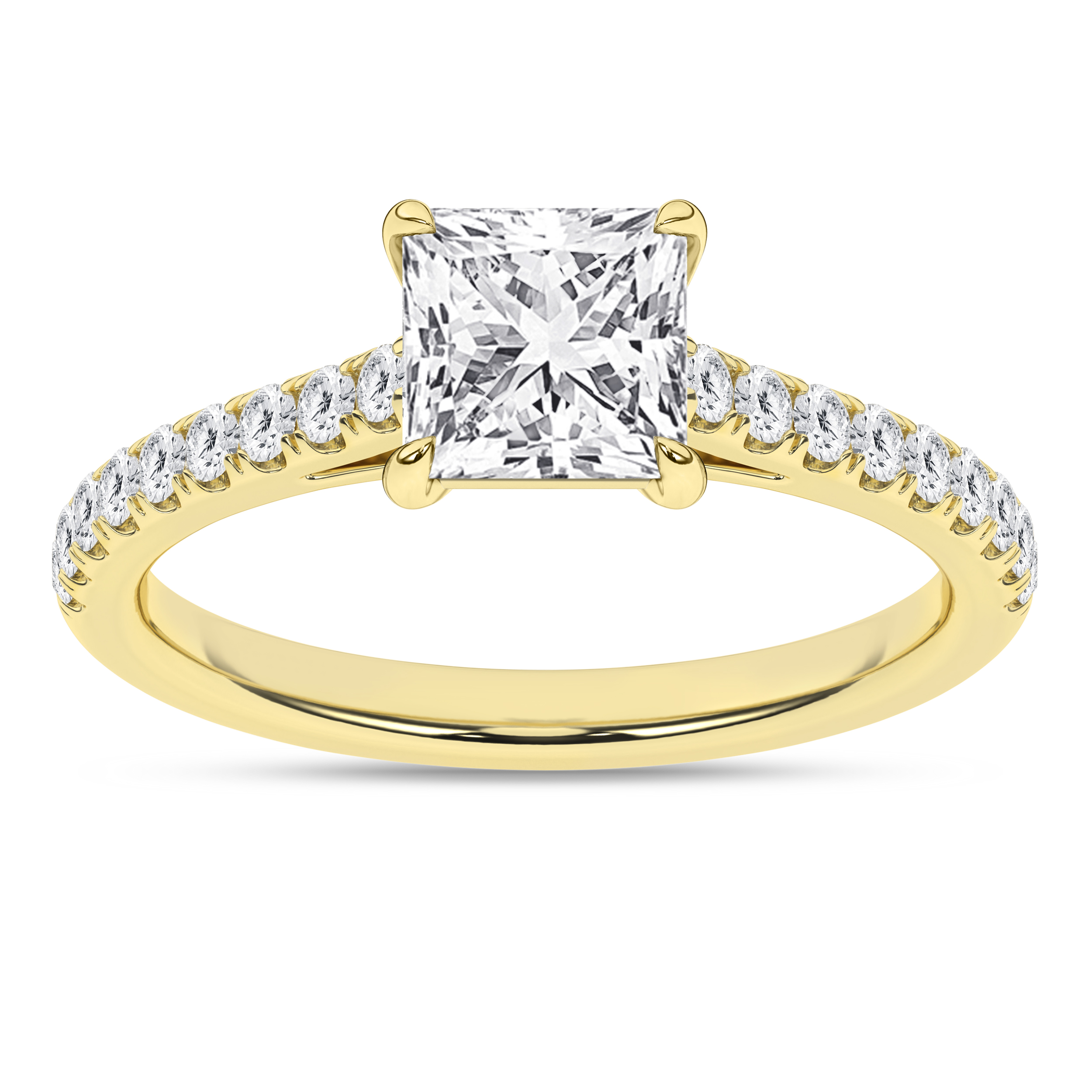 Lab Grown Classic Engagement Ring (Princess)/1.5Ct, 1.75Ctw