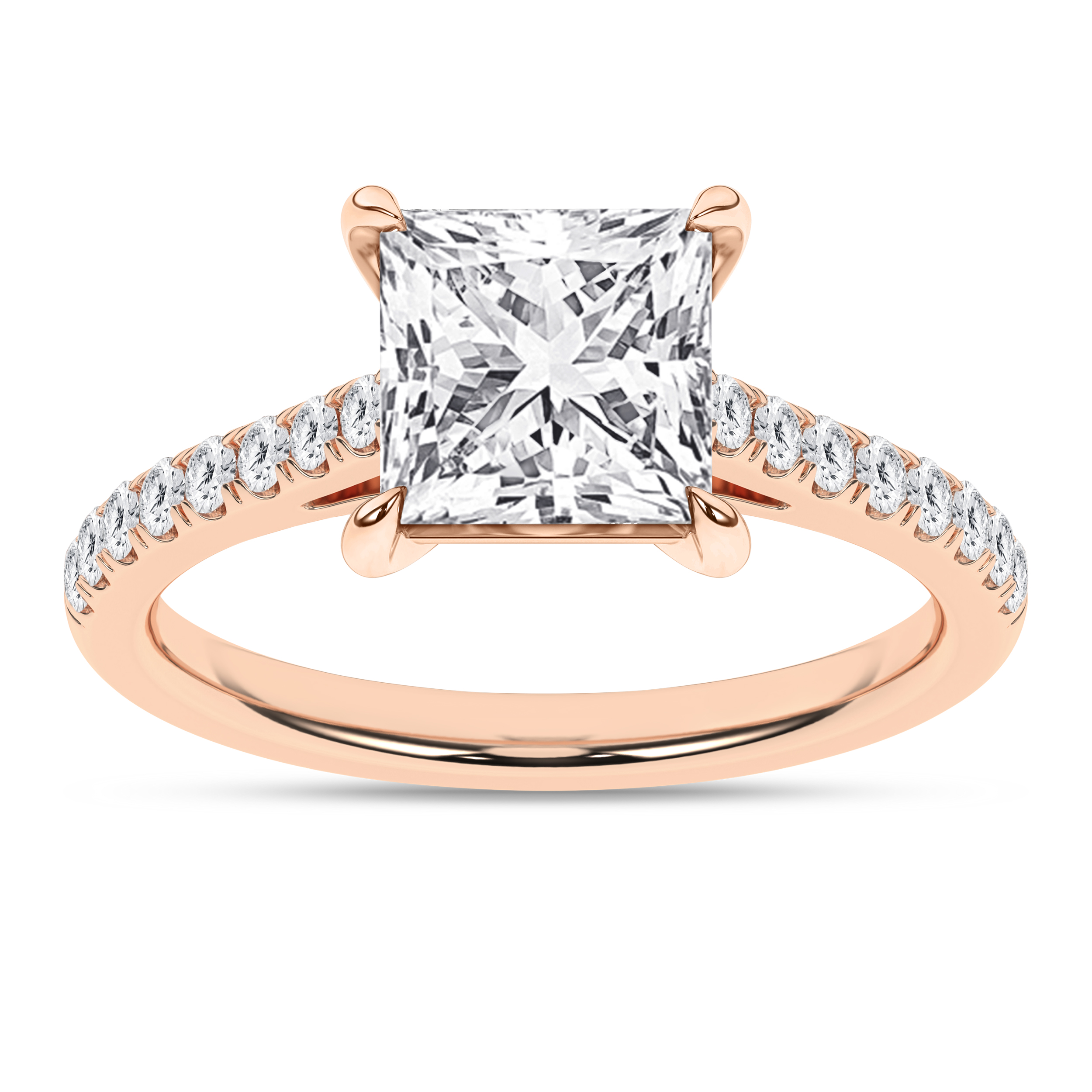 Lab Grown Classic Engagement Ring (Princess)/2Ct, 2.25Ctw