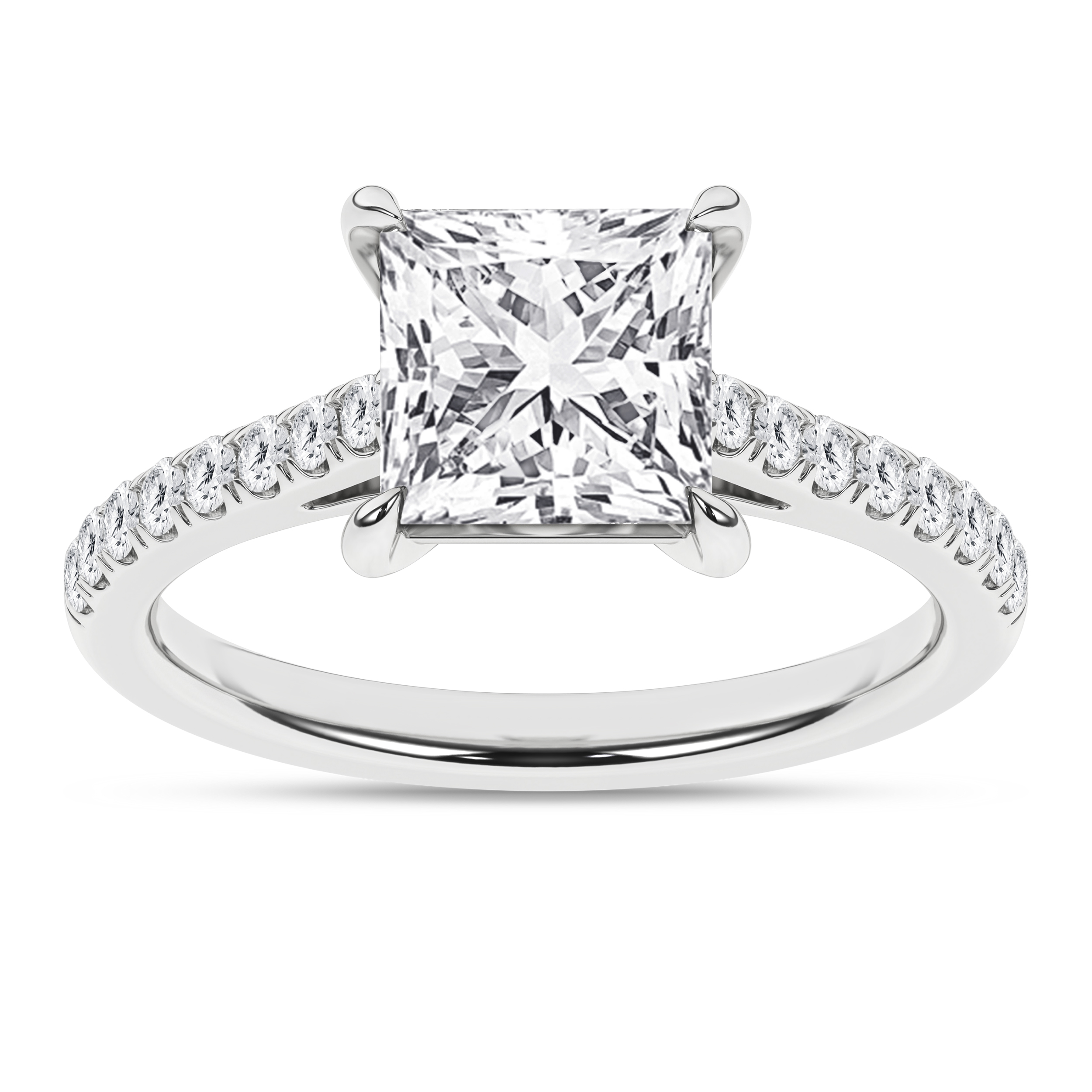 Lab Grown Classic Engagement Ring (Princess)/2Ct, 2.25Ctw