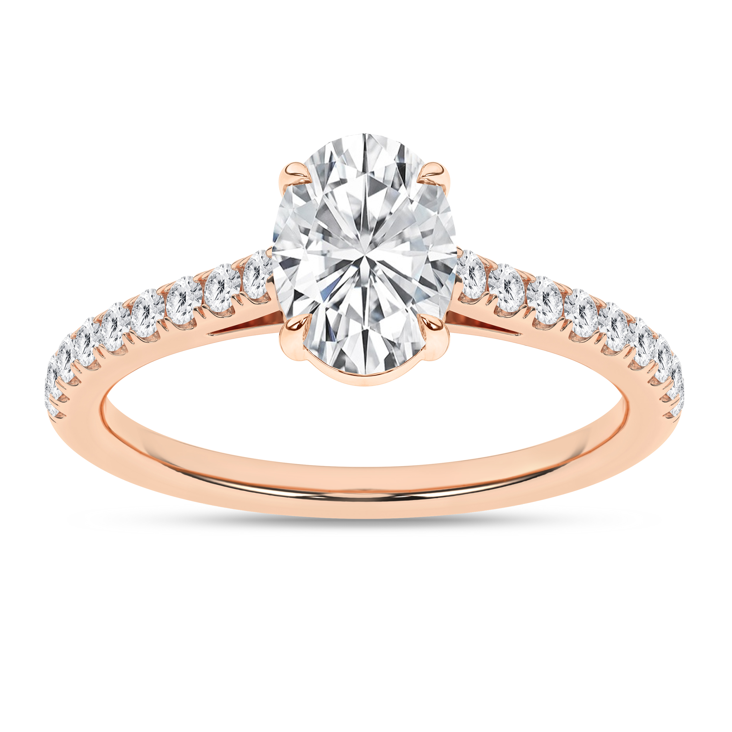 Lab Grown Classic Engagement Ring (Oval)/1.5Ct, 1.75Ctw