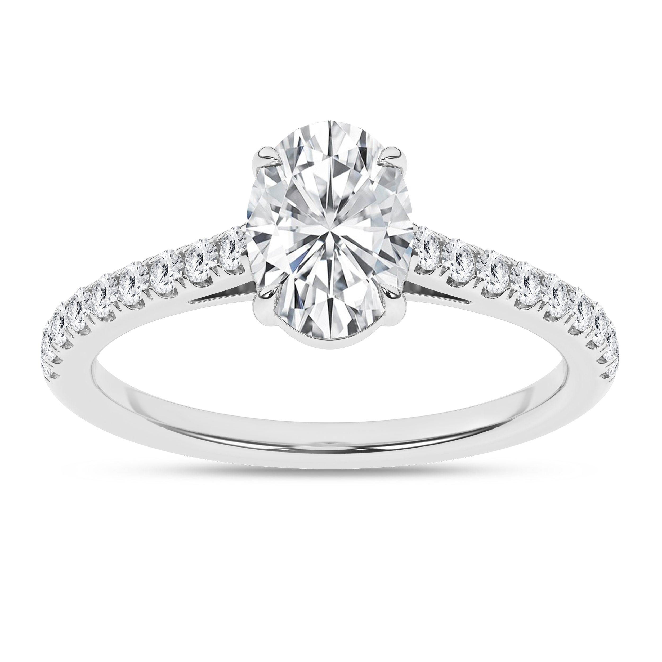 Lab Grown Classic Engagement Ring (Oval)/1.5Ct, 1.75Ctw