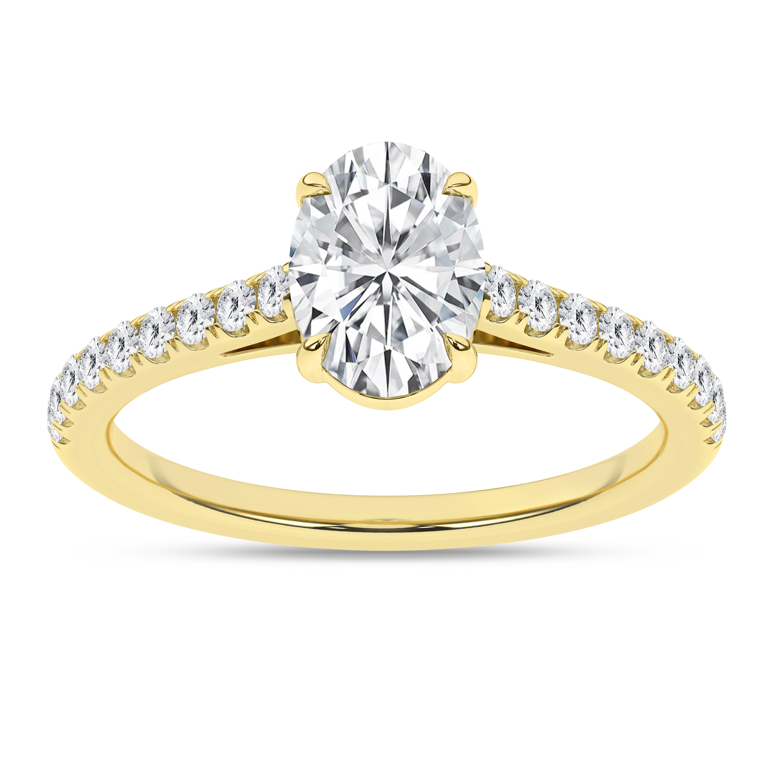 Lab Grown Classic Engagement Ring (Oval)/1.5Ct, 1.75Ctw