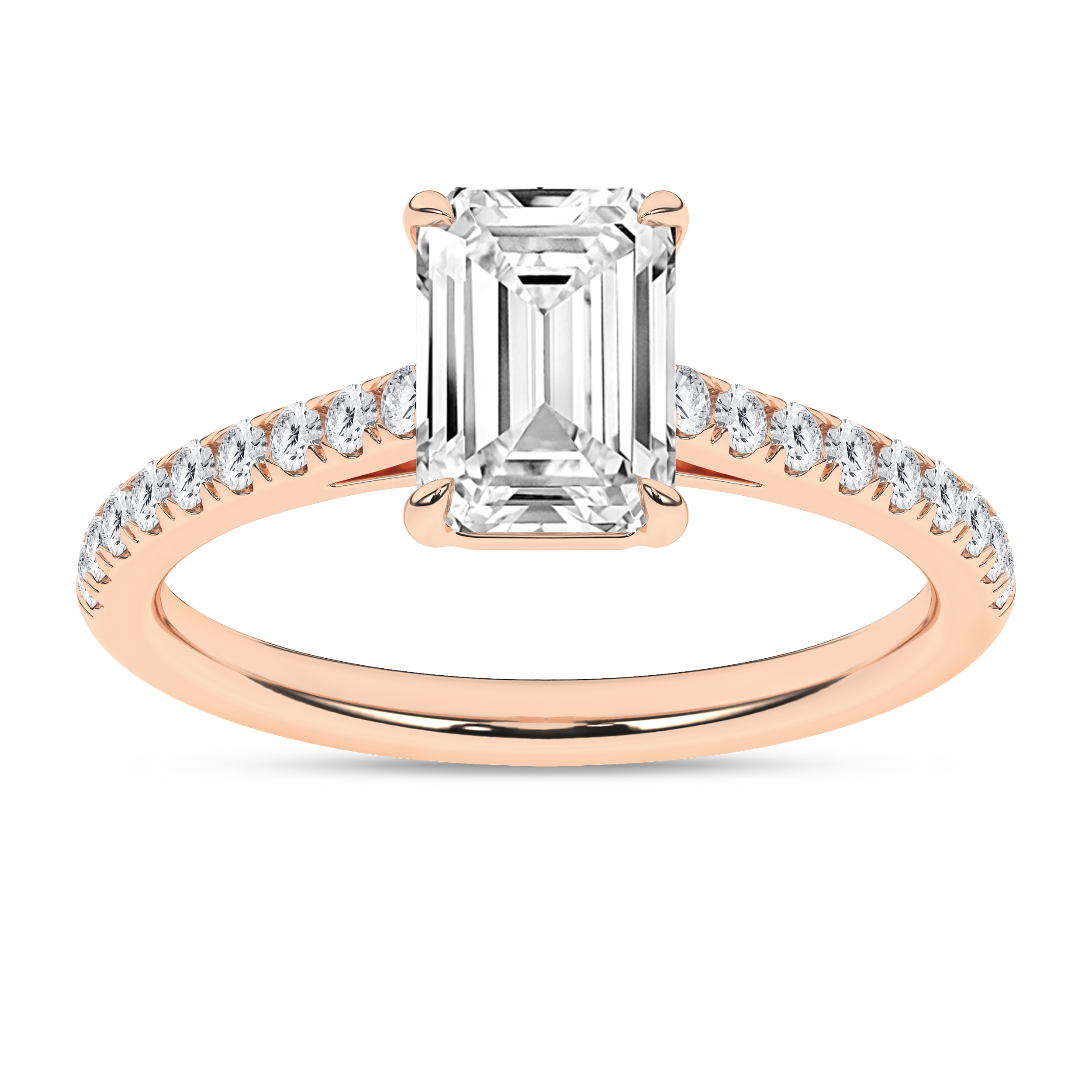 Lab Grown Classic Engagement Ring (Emerald)/1.5Ct, 1.75Ctw