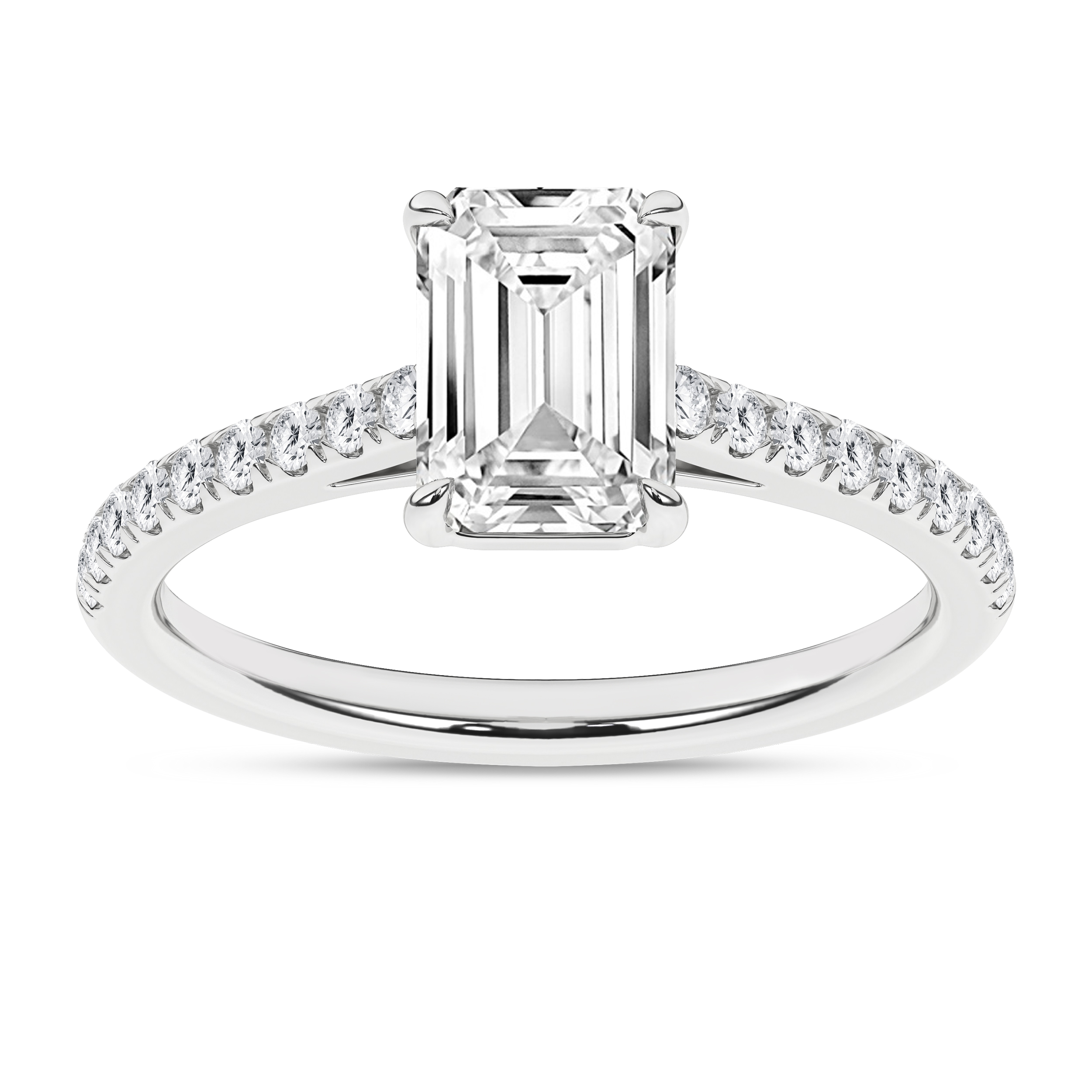 Lab Grown Classic Engagement Ring (Emerald)/1.5Ct, 1.75Ctw