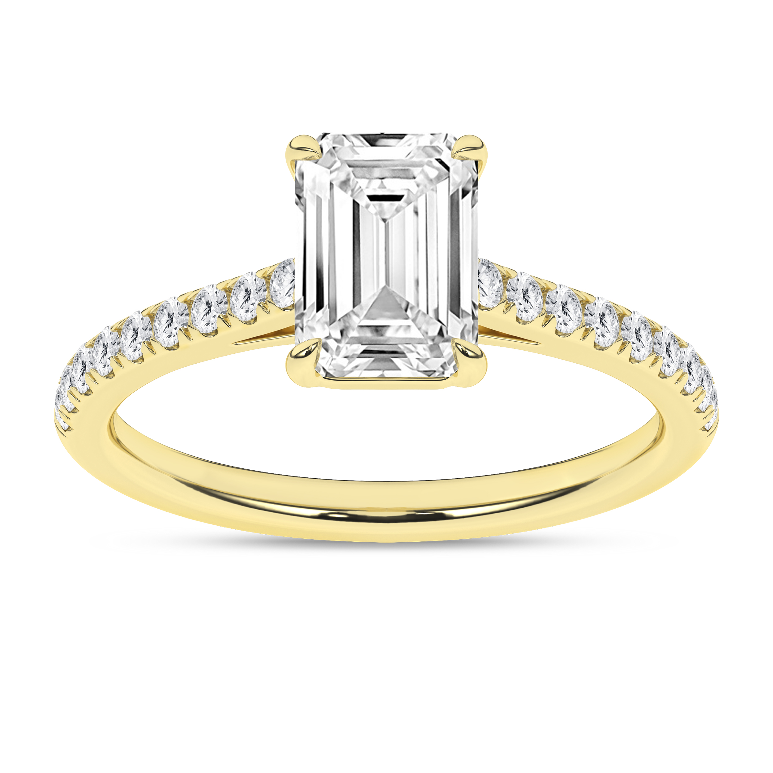 Lab Grown Classic Engagement Ring (Emerald)/1.5Ct, 1.75Ctw