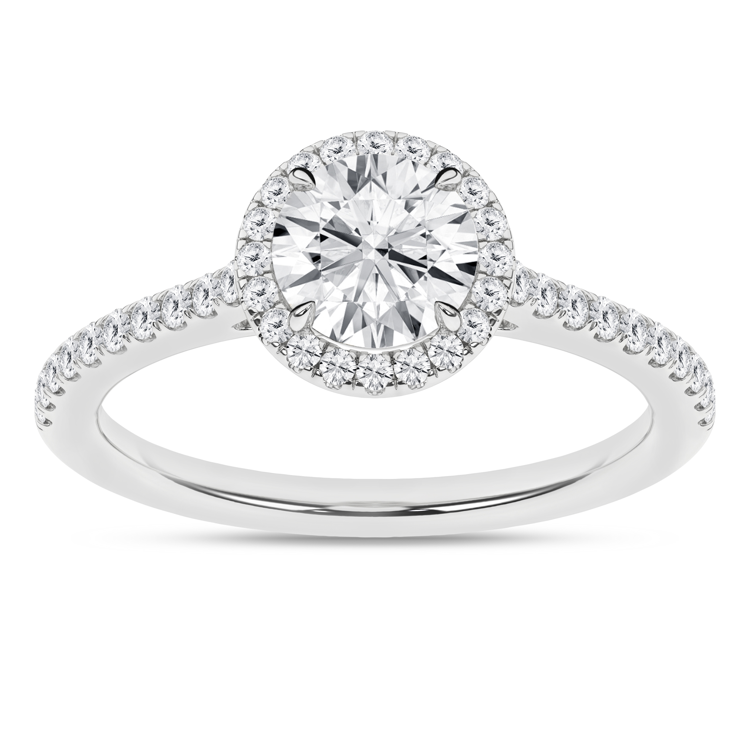 Lab Grown Halo Engagement Ring (Round)/1Ct, 1.25Ctw