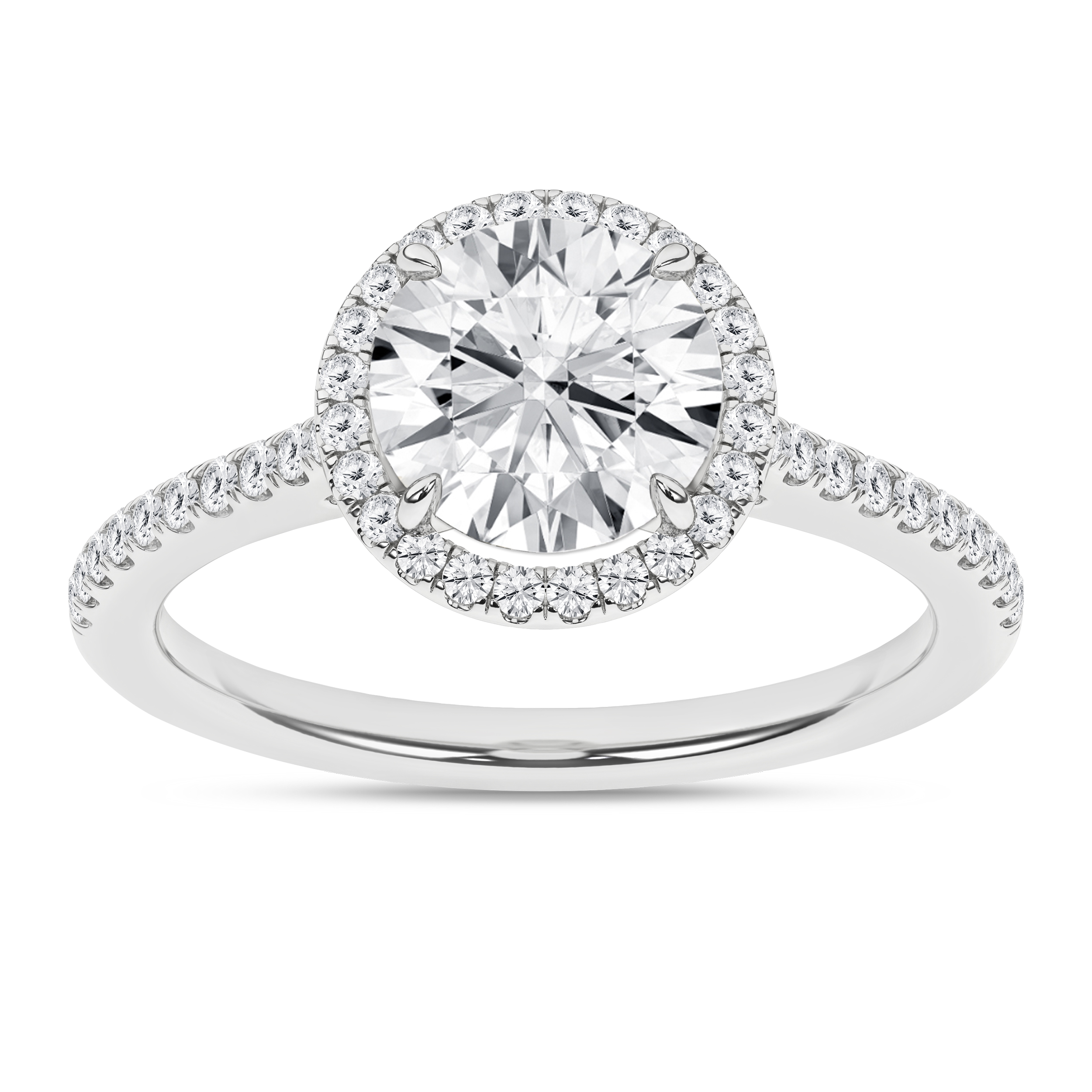 Lab Grown Halo Engagement Ring (Round)/2Ct, 2.25Ctw