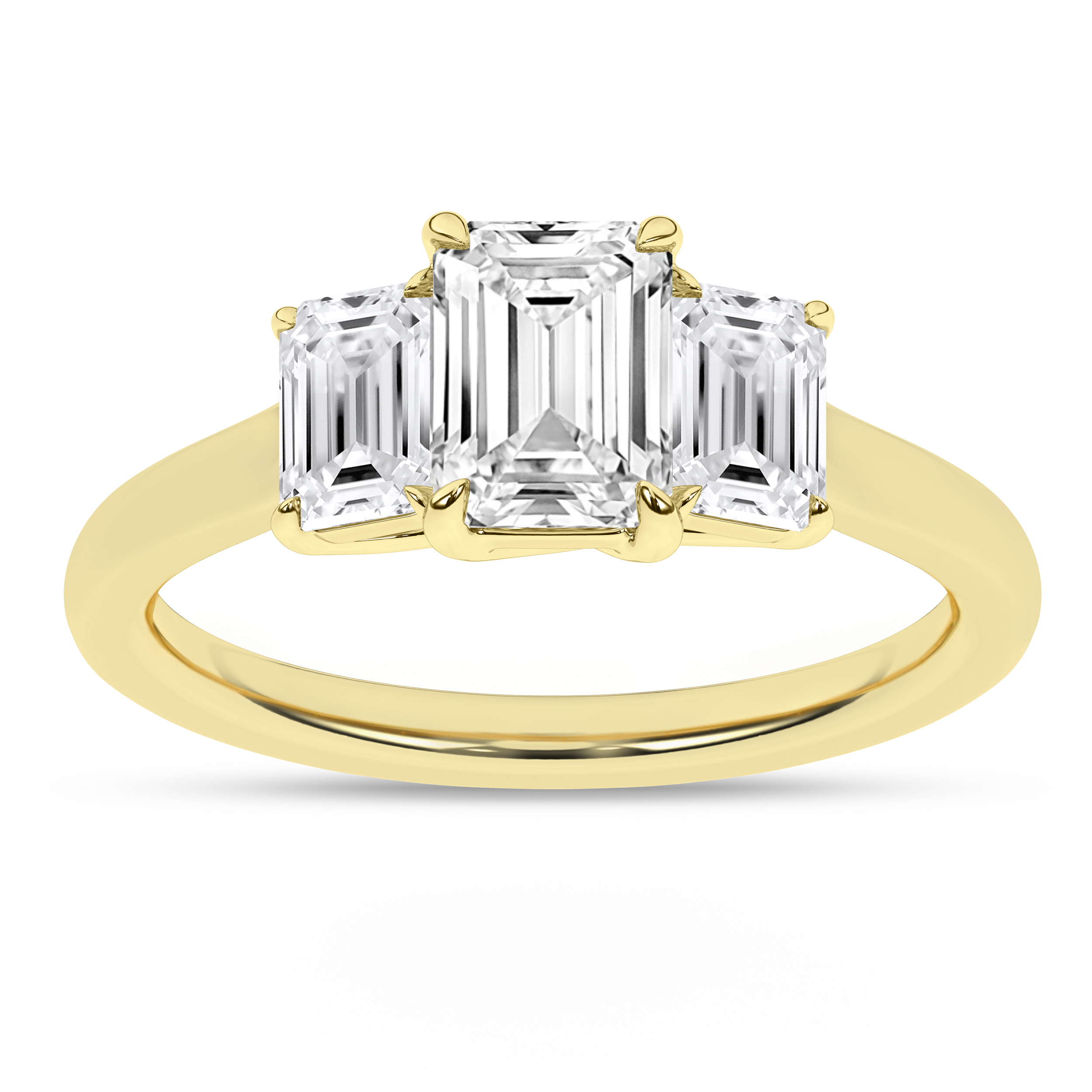 Lab Grown 3-Stone Ring (Emerald)/1Ct, 2Ctw