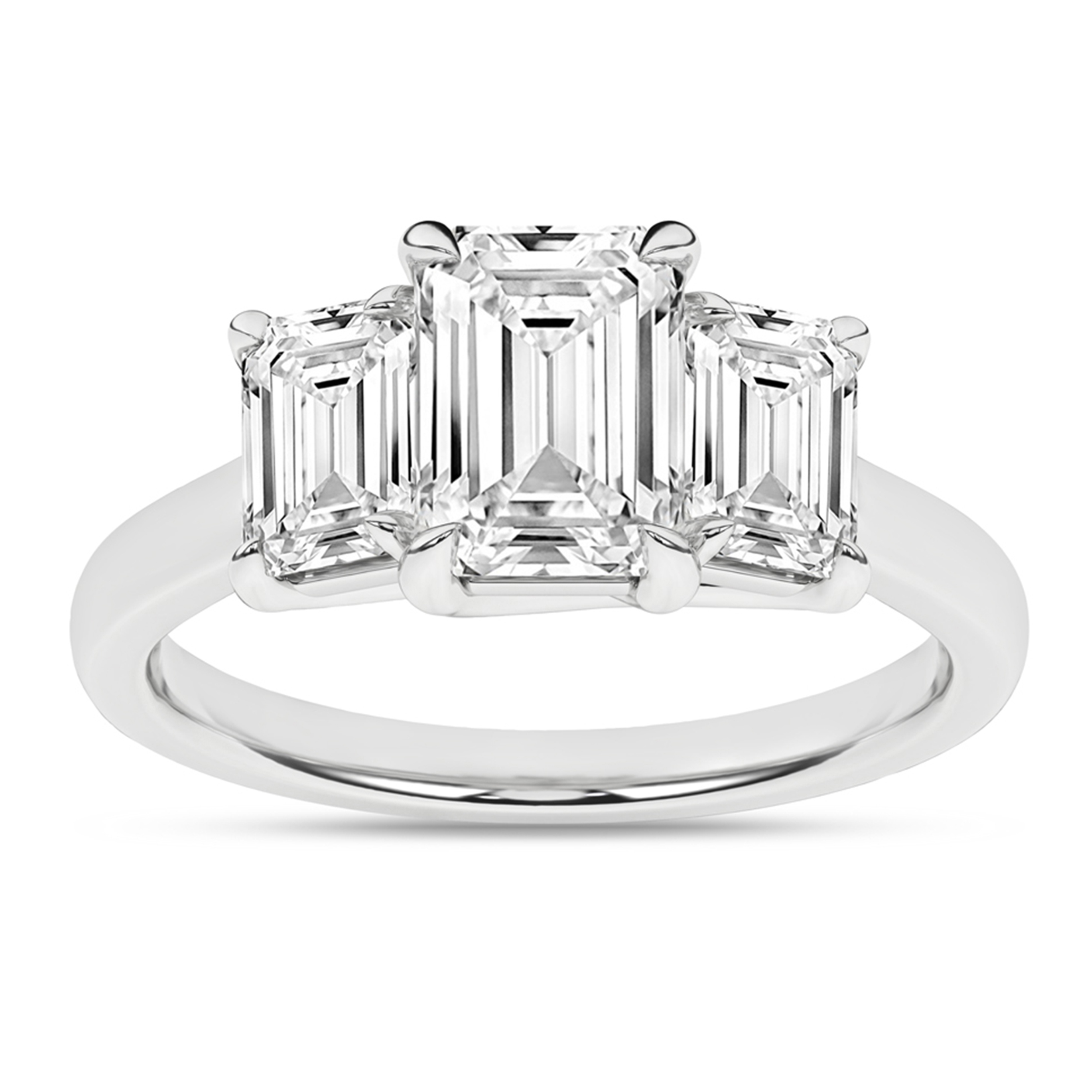 Lab Grown 3-Stone Ring (Emerald)/1.5Ct, 3Ctw