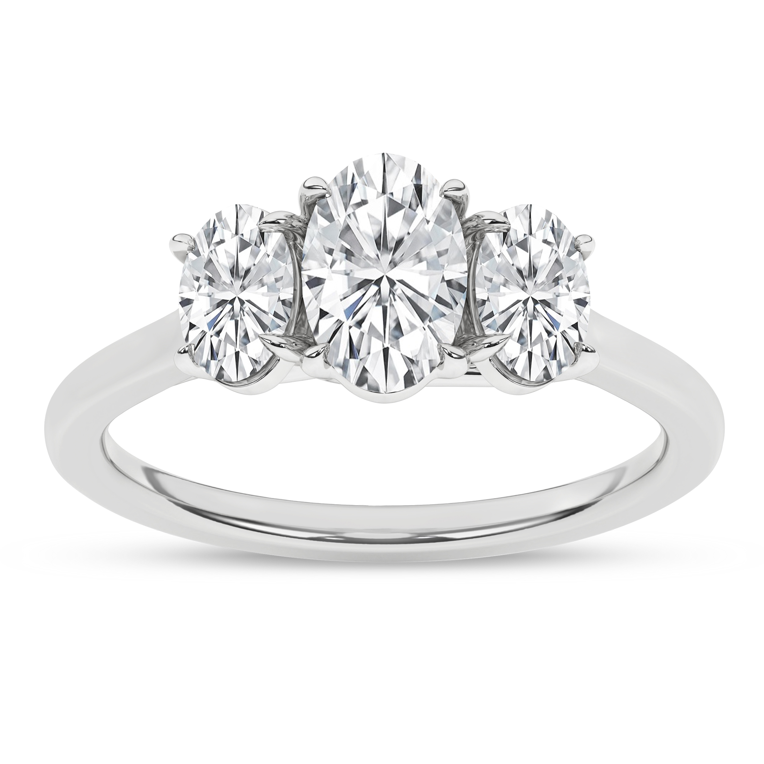 Lab Grown 3-Stone Ring (Oval)/1Ct, 2Ctw