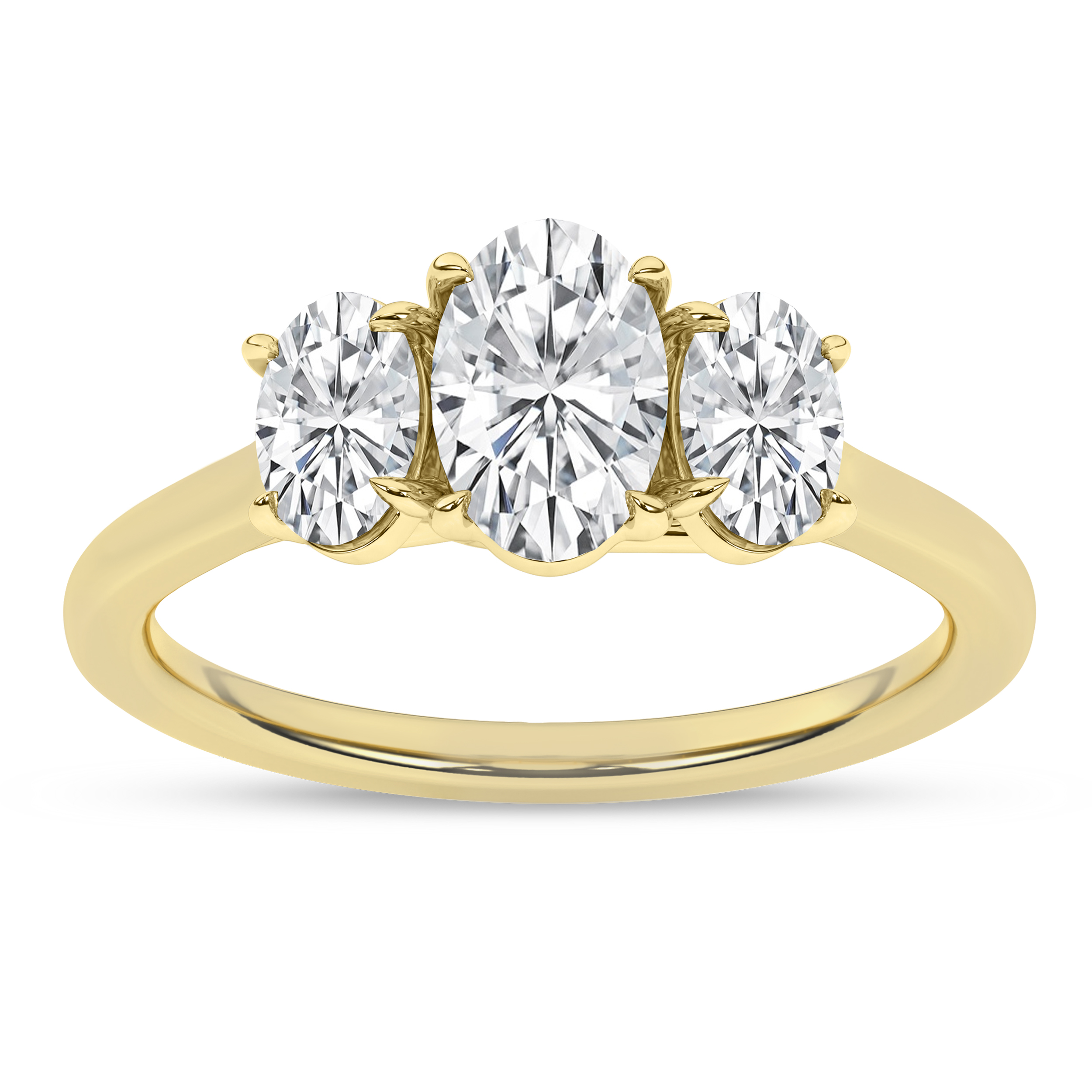 Lab Grown 3-Stone Ring (Oval)/1Ct, 2Ctw