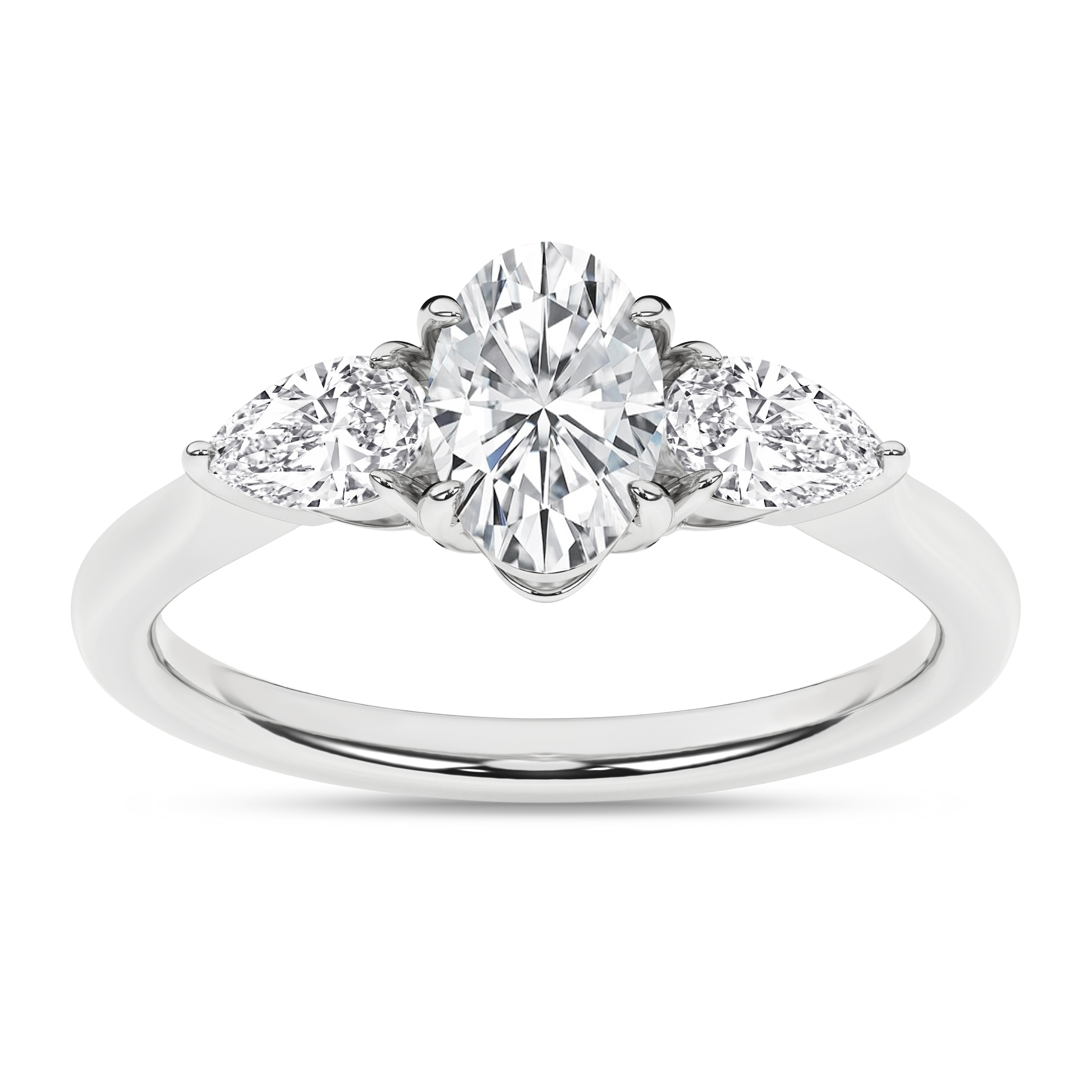 Lab Grown 3-Stone Ring (Oval+Pear)/1Ct, 1.5Ctw