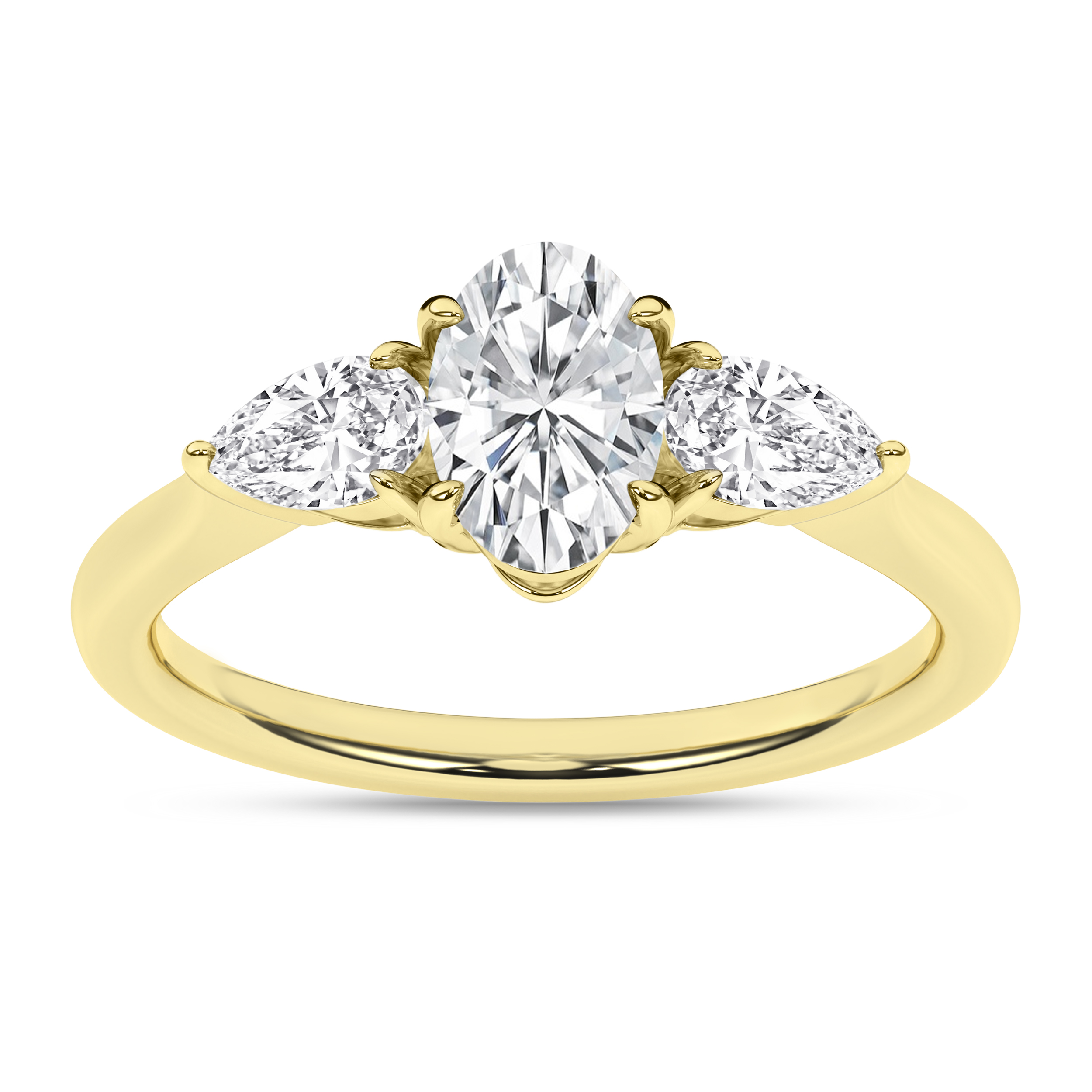 Lab Grown 3-Stone Ring (Oval+Pear)/1Ct, 1.5Ctw