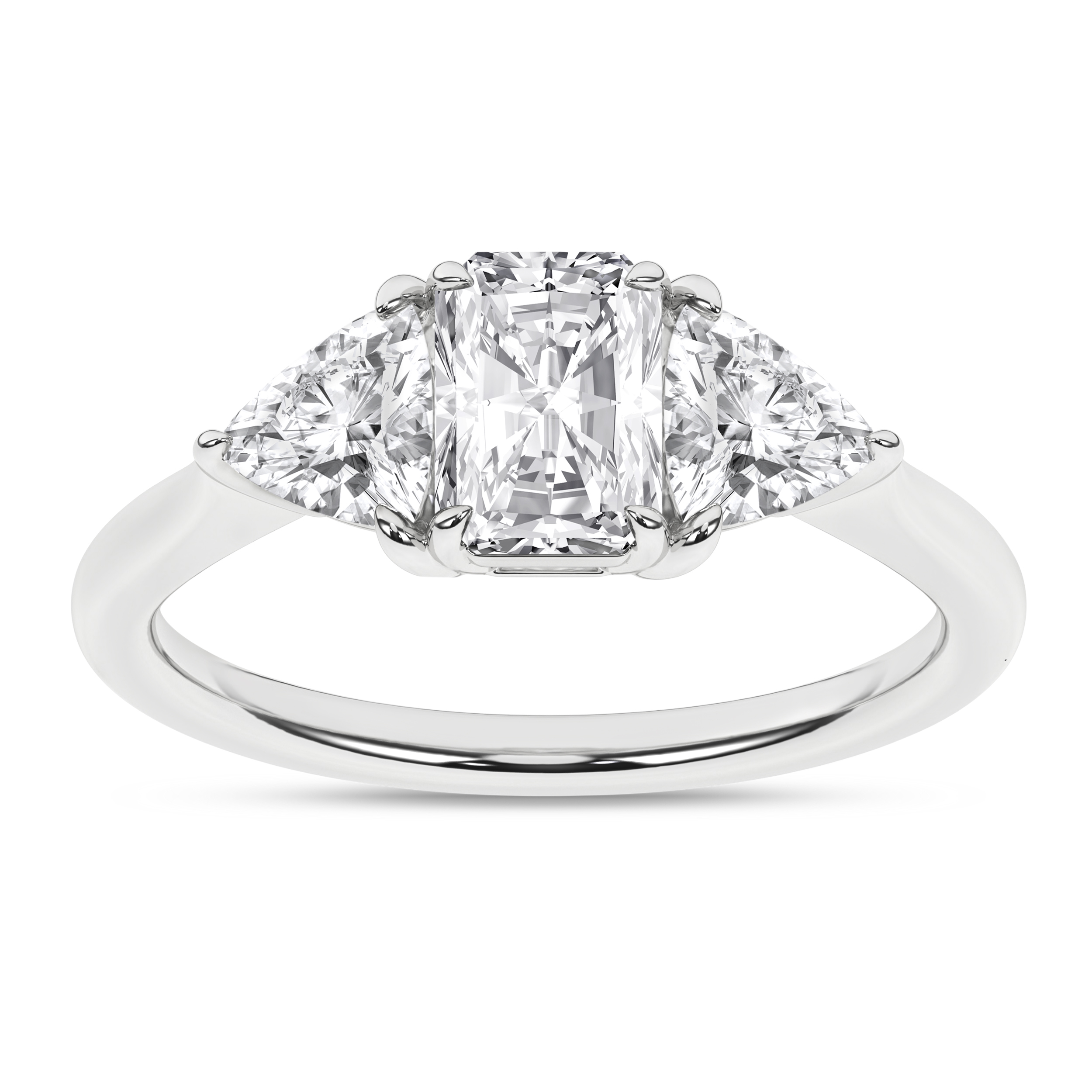 Lab Grown 3-Stone Ring (Radiant+Trillion)/1Ct, 1.66Ctw