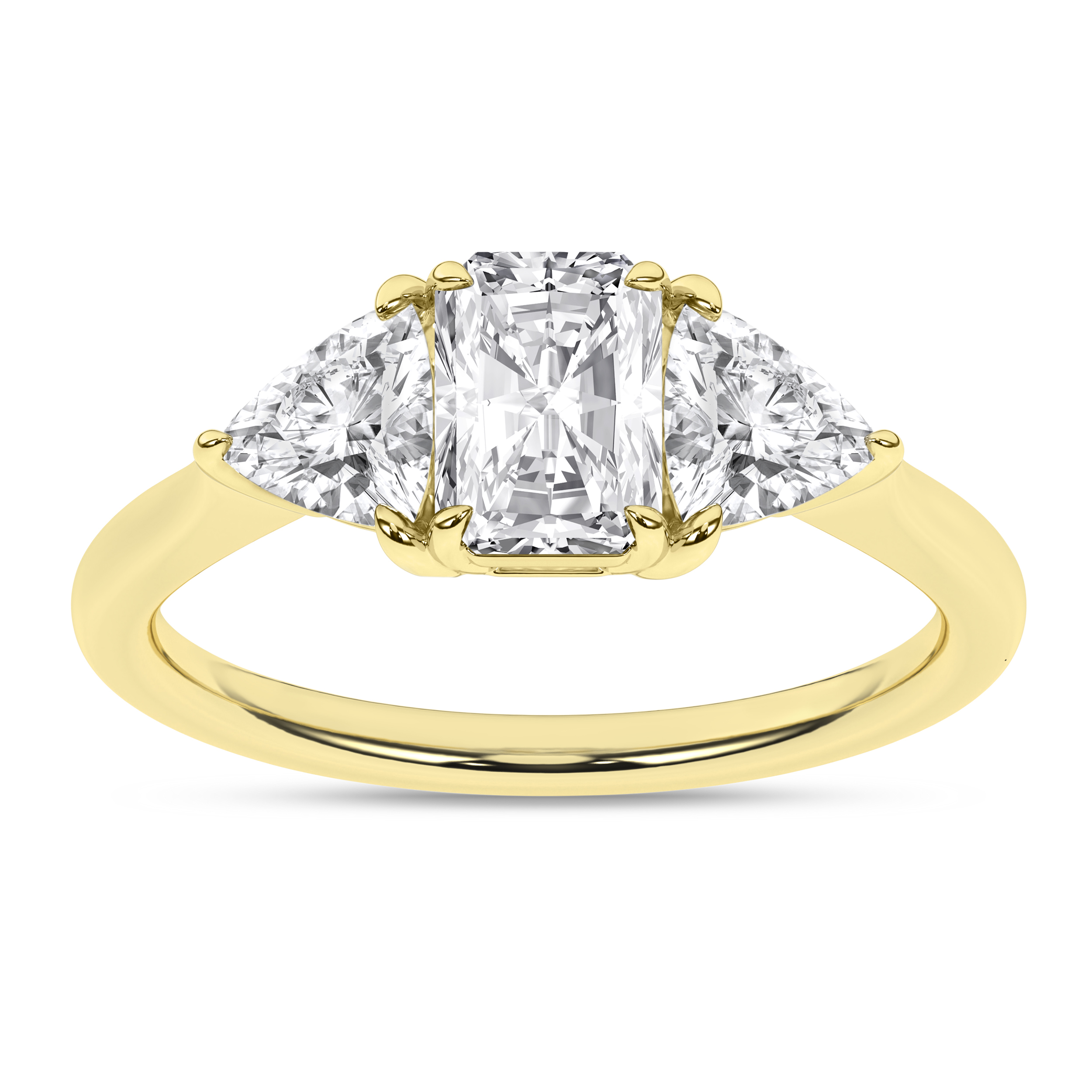 Lab Grown 3-Stone Ring (Radiant+Trillion)/1Ct, 1.66Ctw
