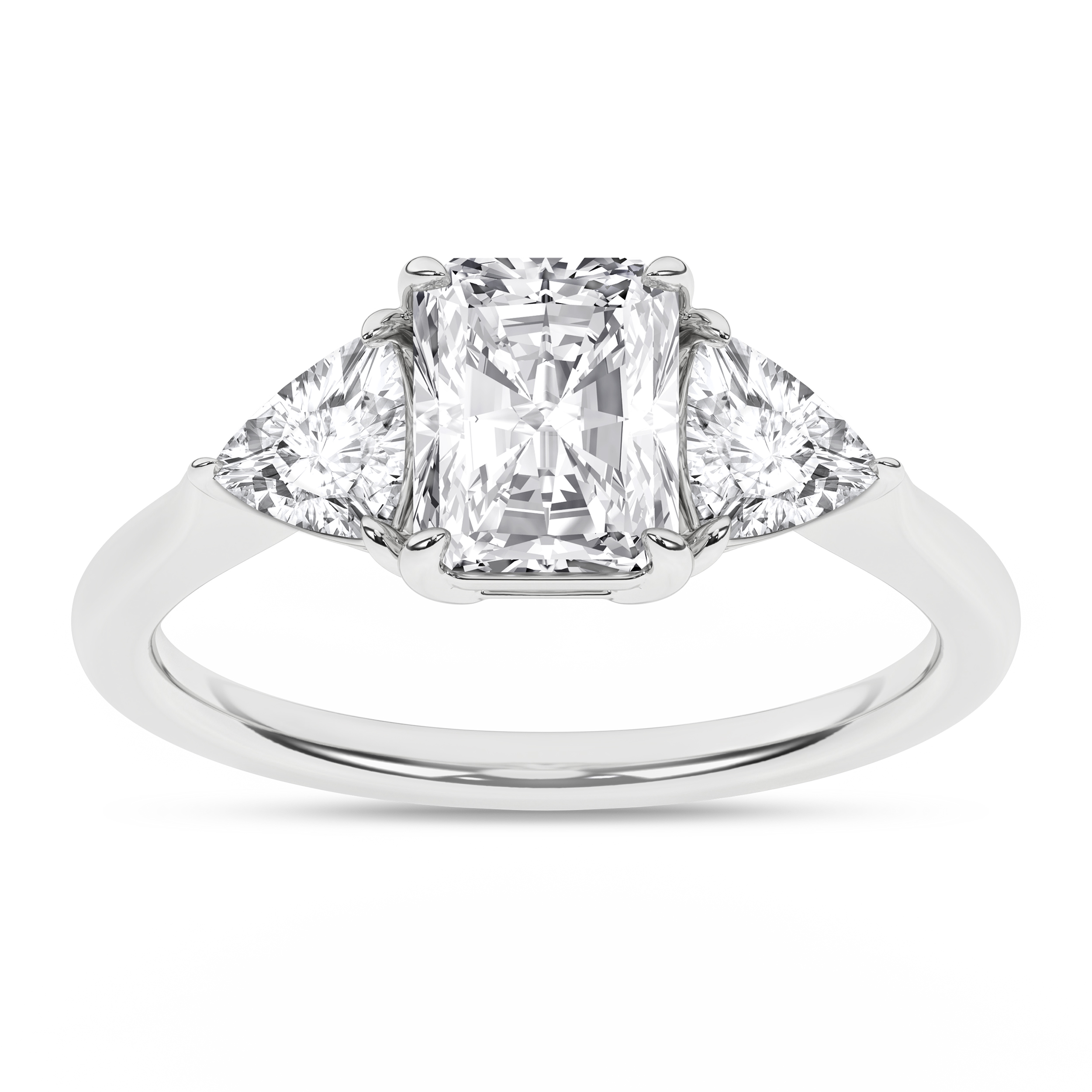 Lab Grown 3-Stone Ring (Radiant+Trillion)/2Ct, 2.66Ctw
