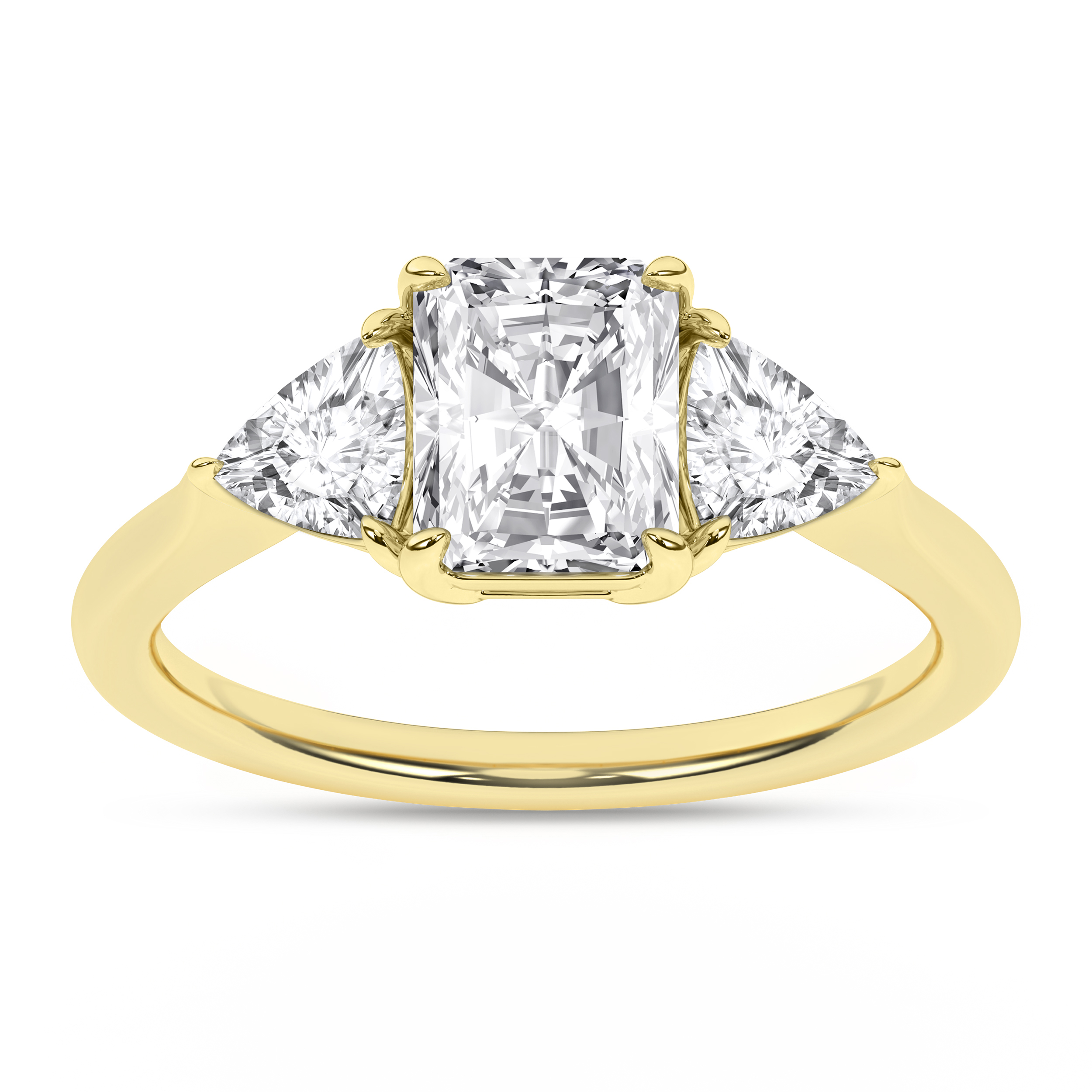 Lab Grown 3-Stone Ring (Radiant+Trillion)/2Ct, 2.66Ctw
