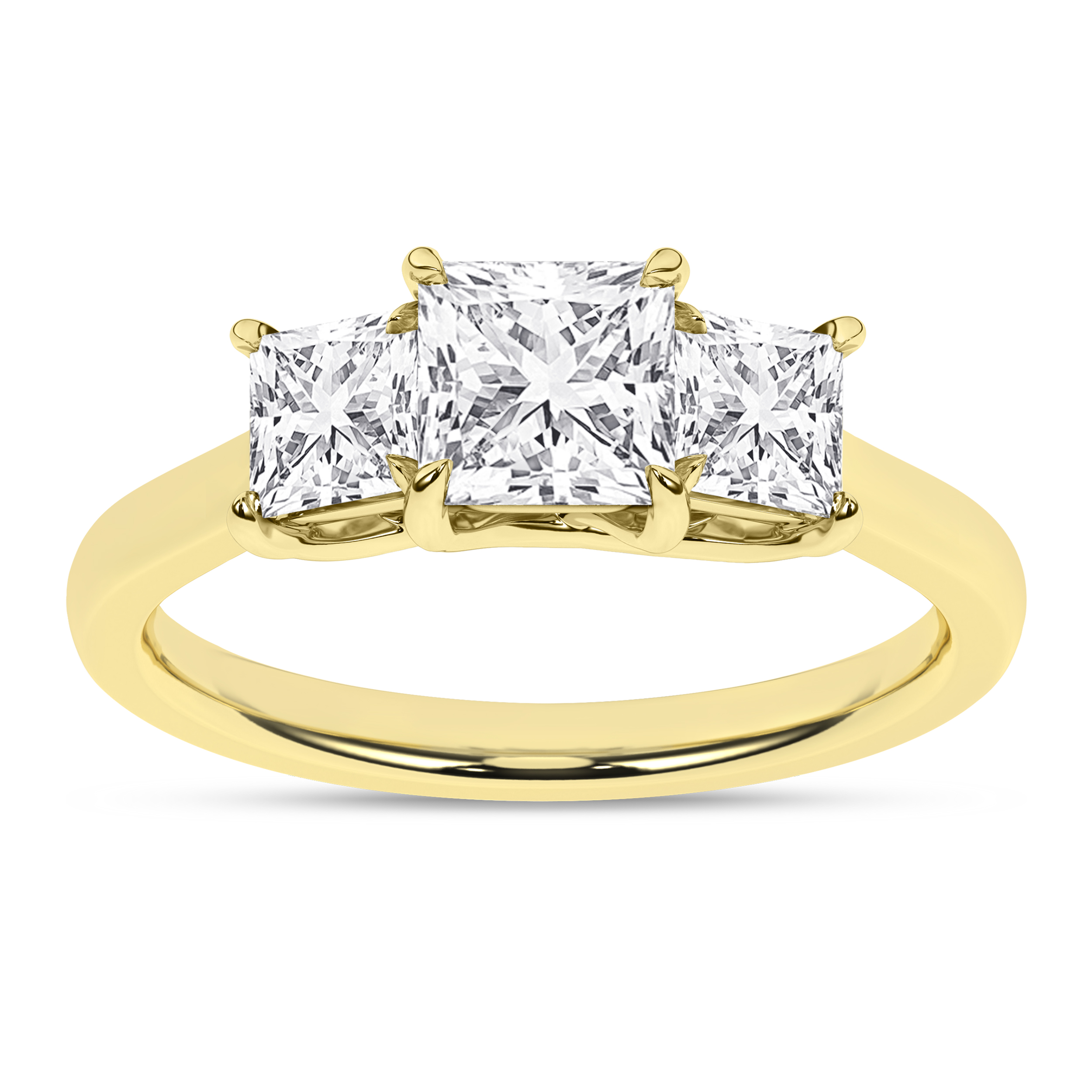 Lab Grown 3-Stone Ring (Princess)/1Ct, 2Ctw