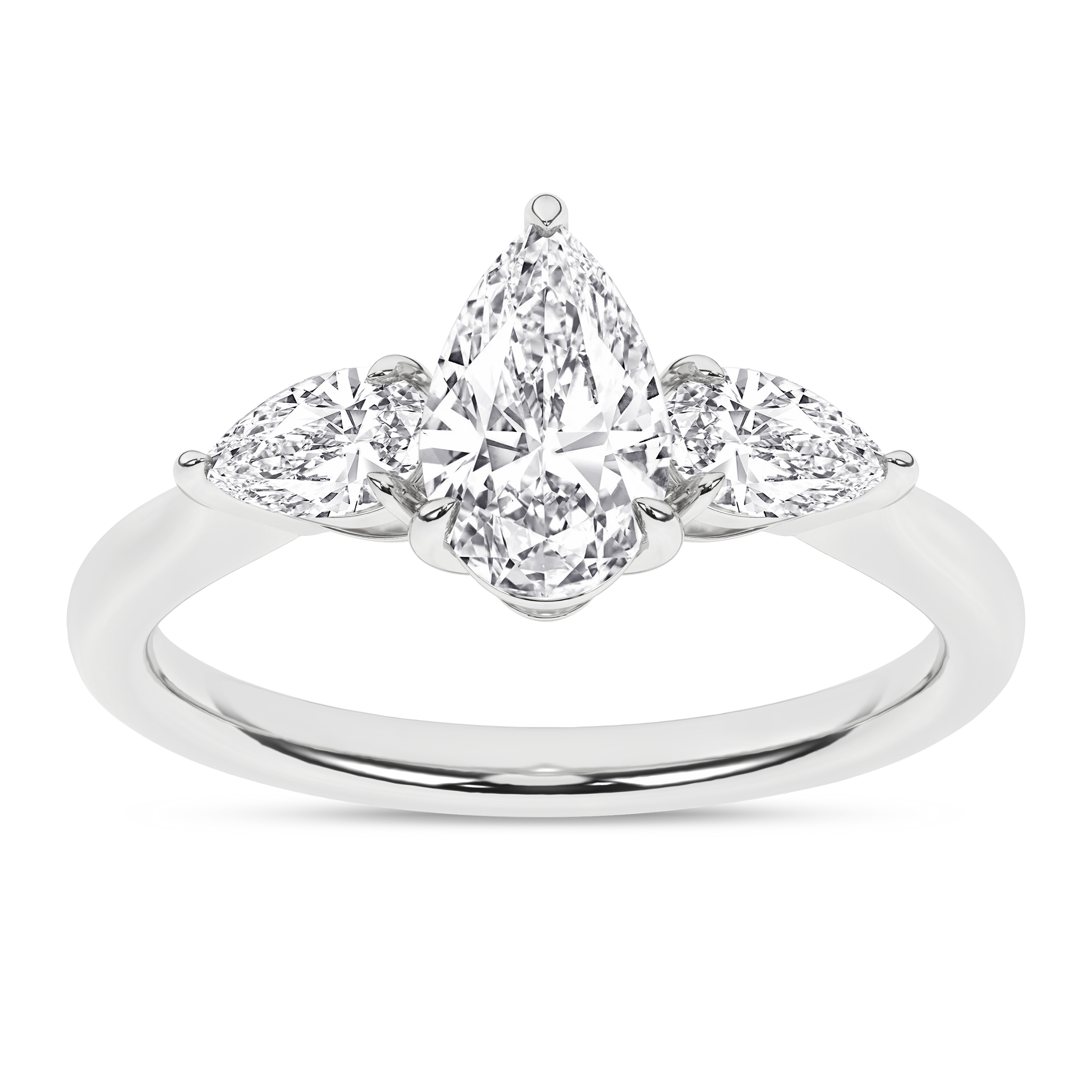 Lab Grown 3-Stone Ring (Pear)/1Ct, 1.5Ctw