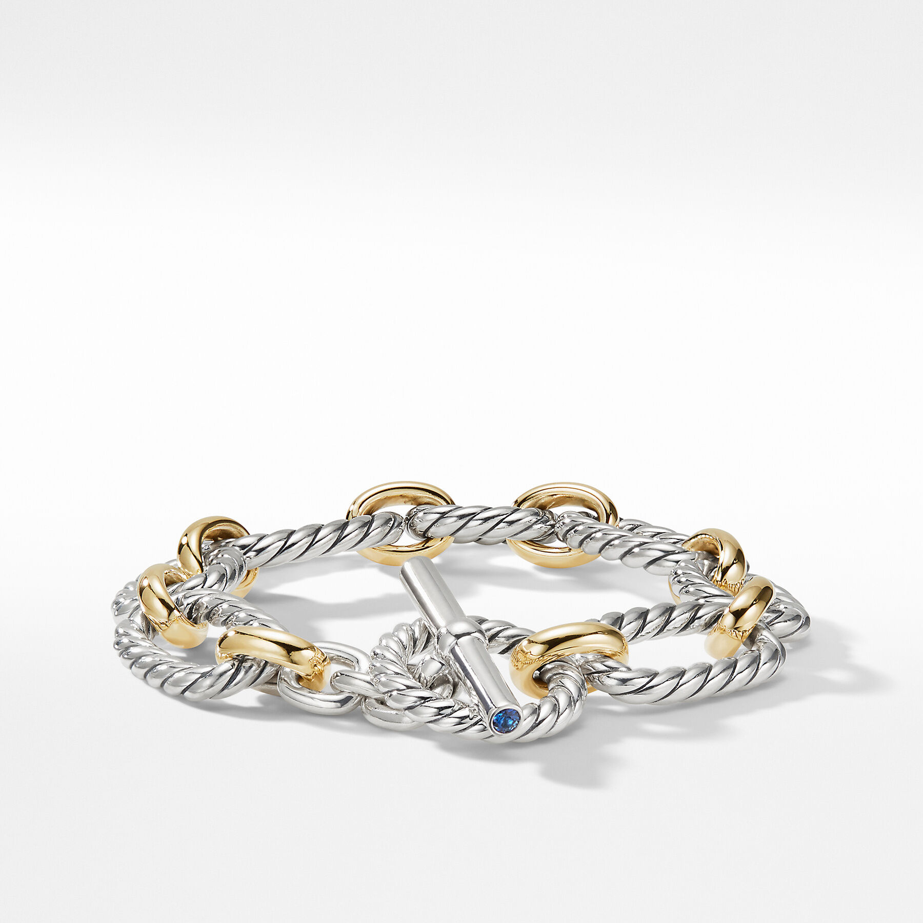 Cushion Link Bracelet with Blue Sapphires and 18K Gold