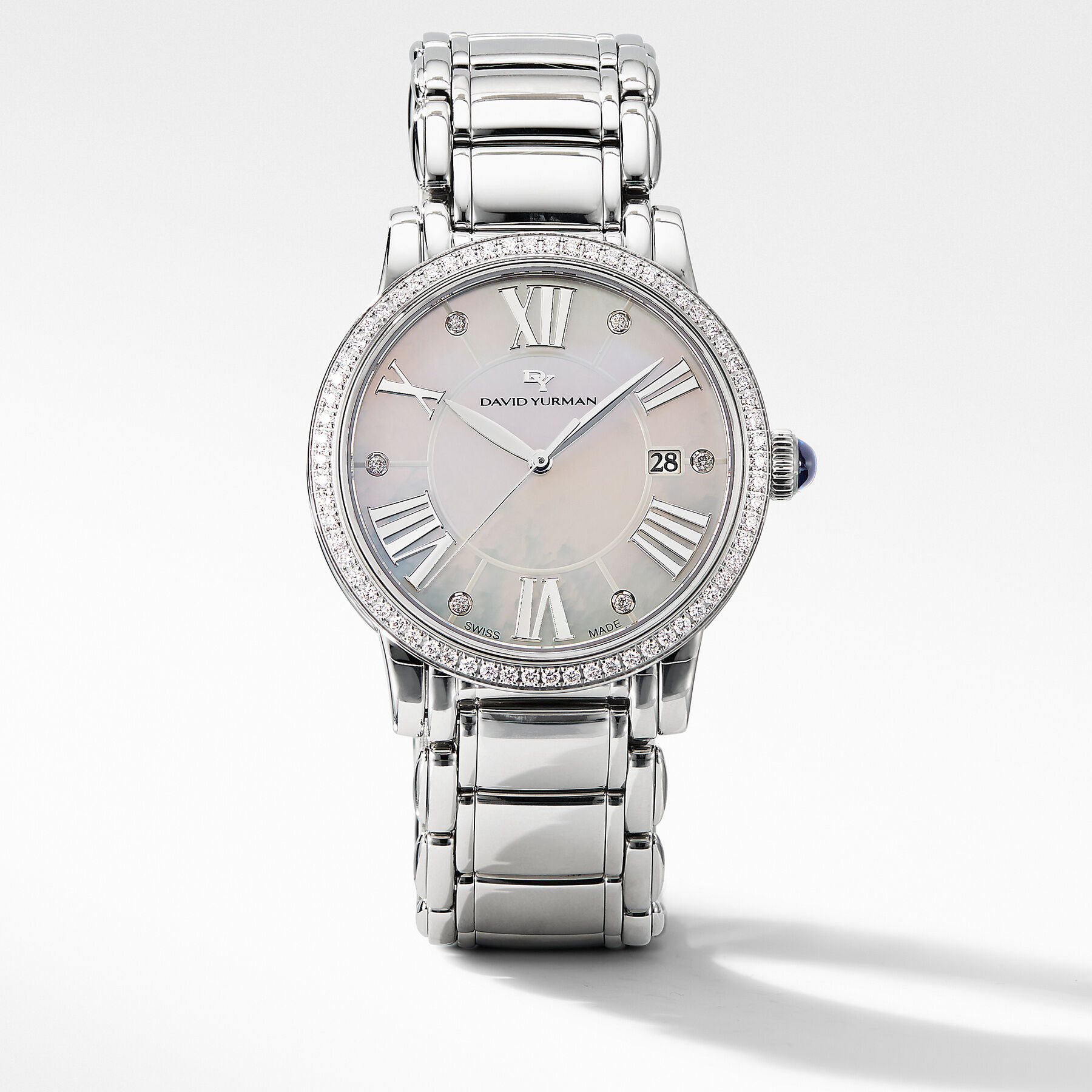 Classic Quartz Watch in Stainless Steel with Diamond Bezel, 38mm