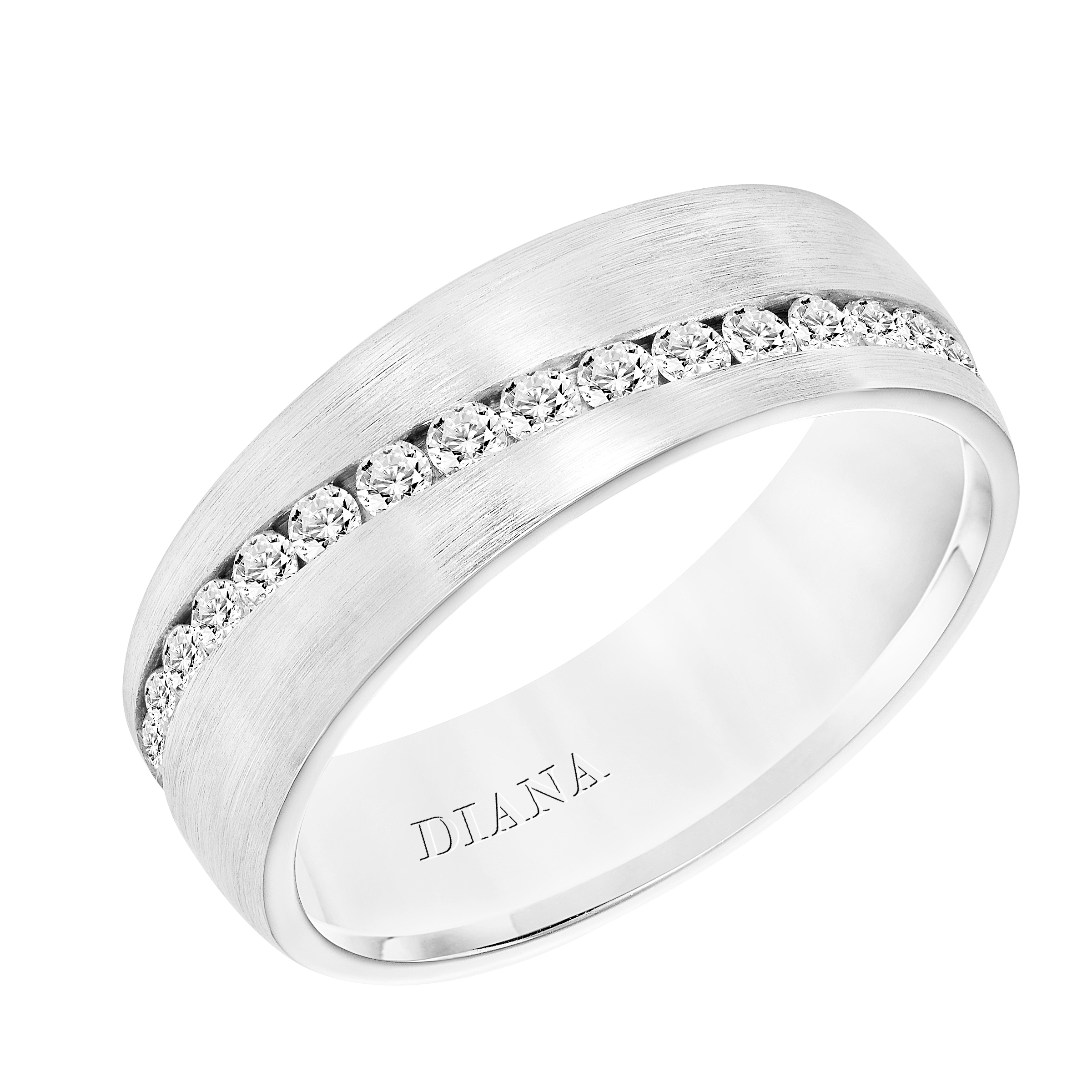 Ladies Band with Domed Satin Finish with All Around Channel Set Diamonds