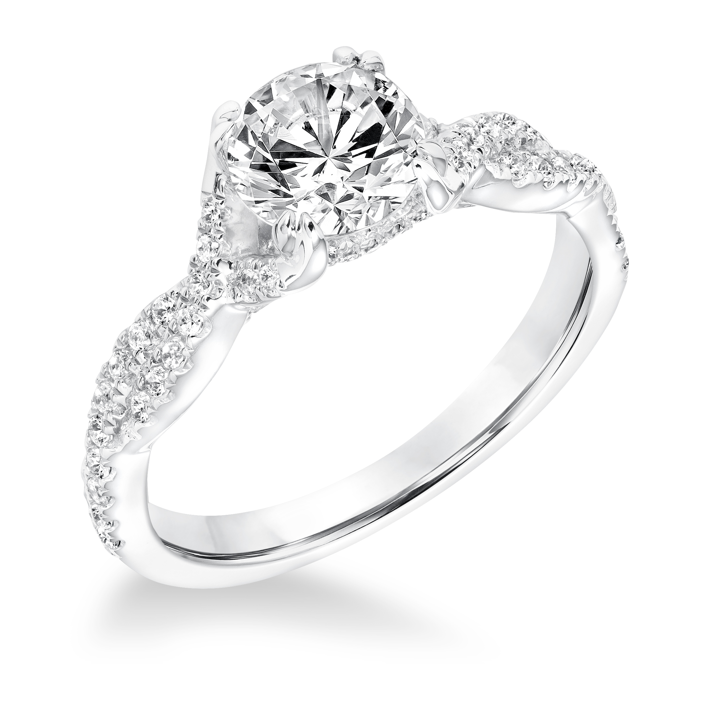 Contemporary Diamond With Twisted Shank Engagement Ring