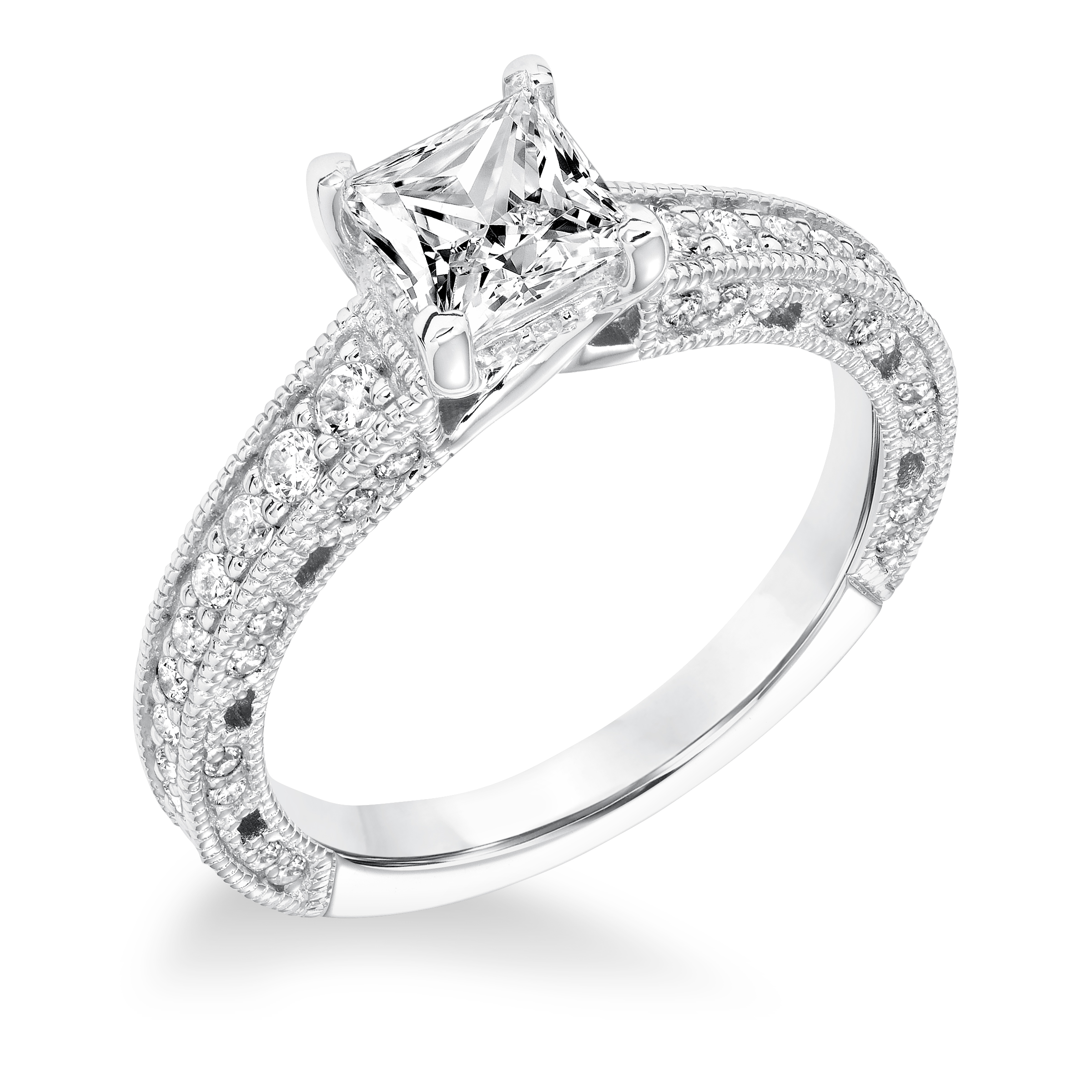 Vintage Diamond With Filigree Accents And Milgrain Engagement Ring