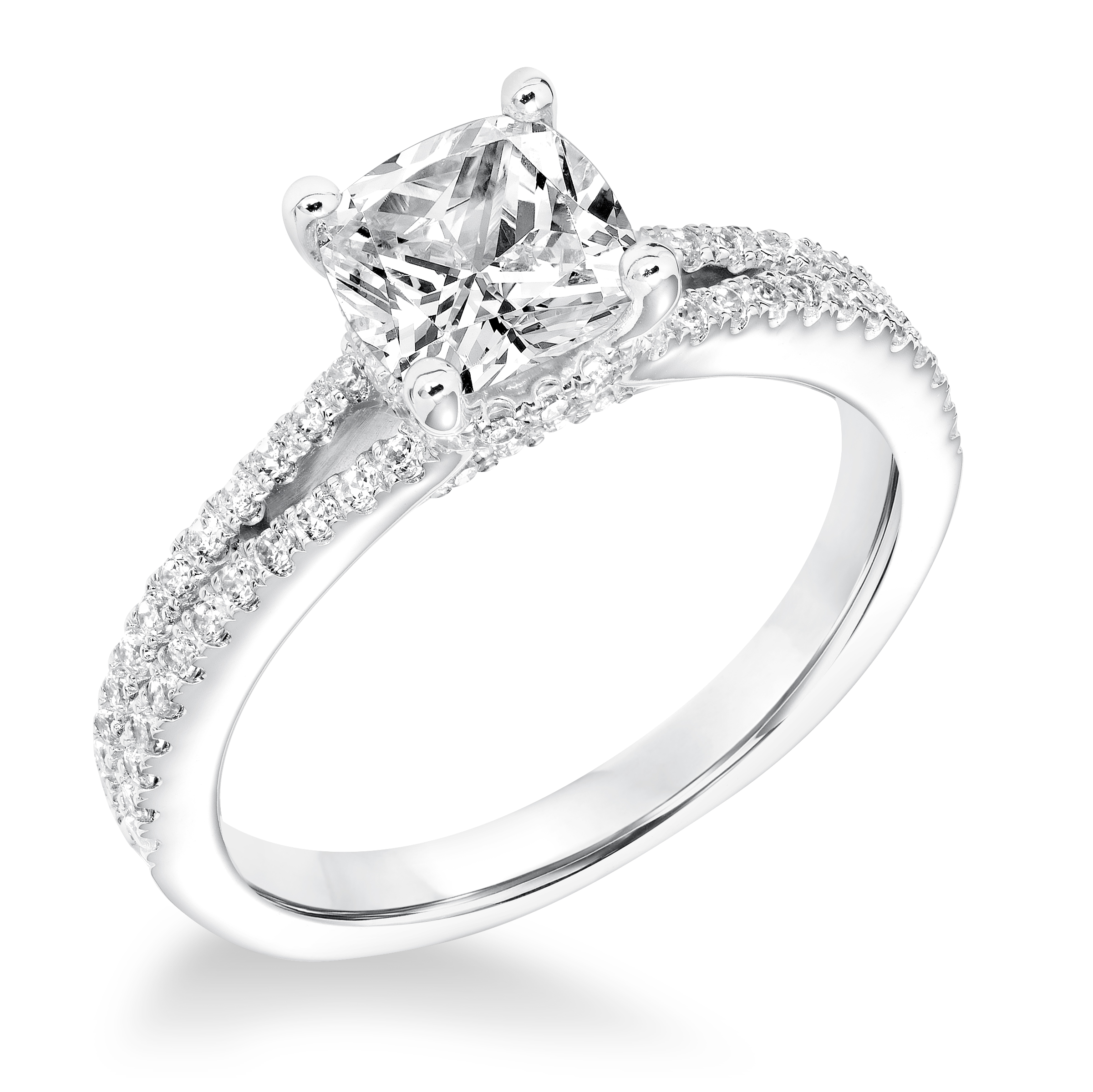 Classic Diamond Split Shank Engagement Ring