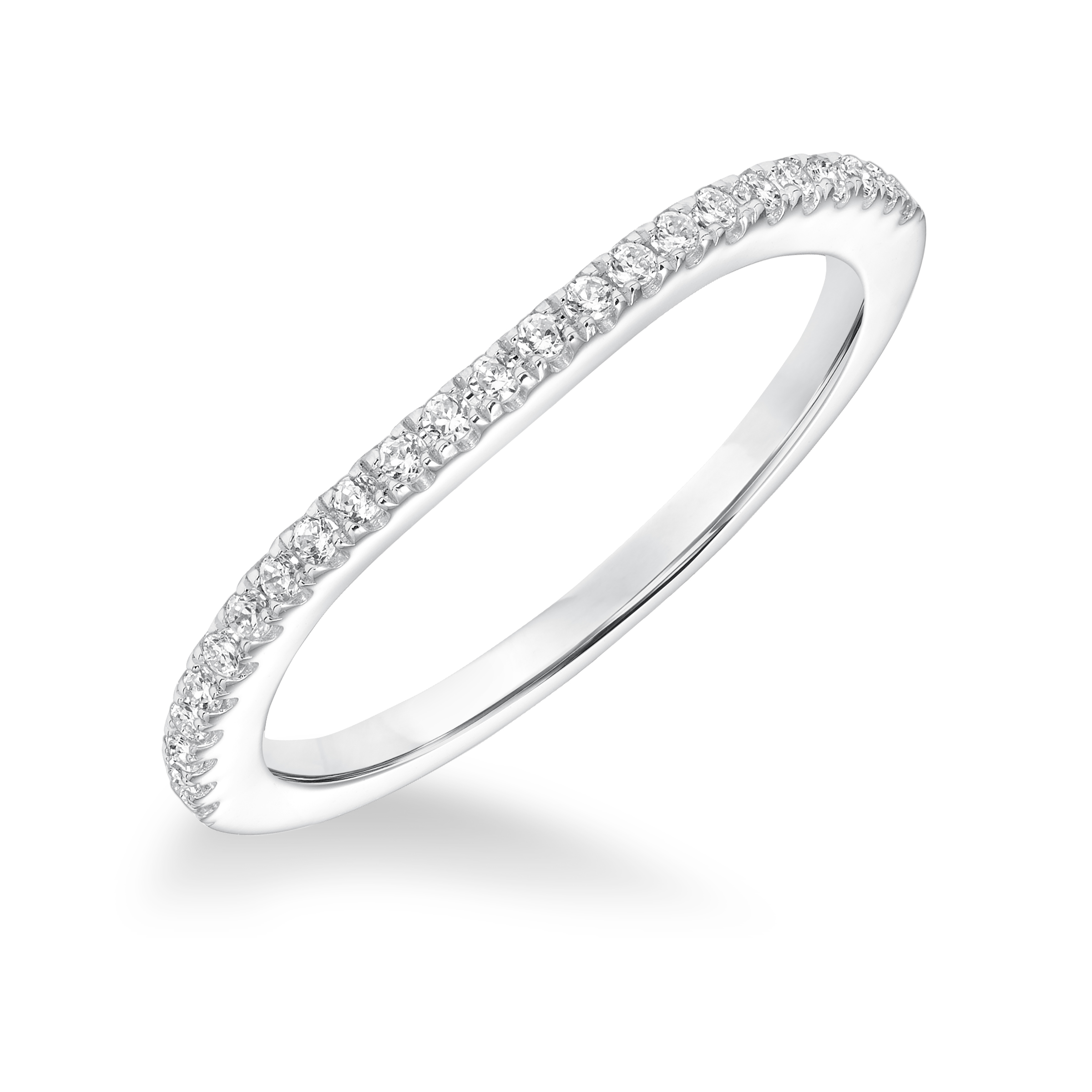 Diamond Curved Milgrain Wedding Band