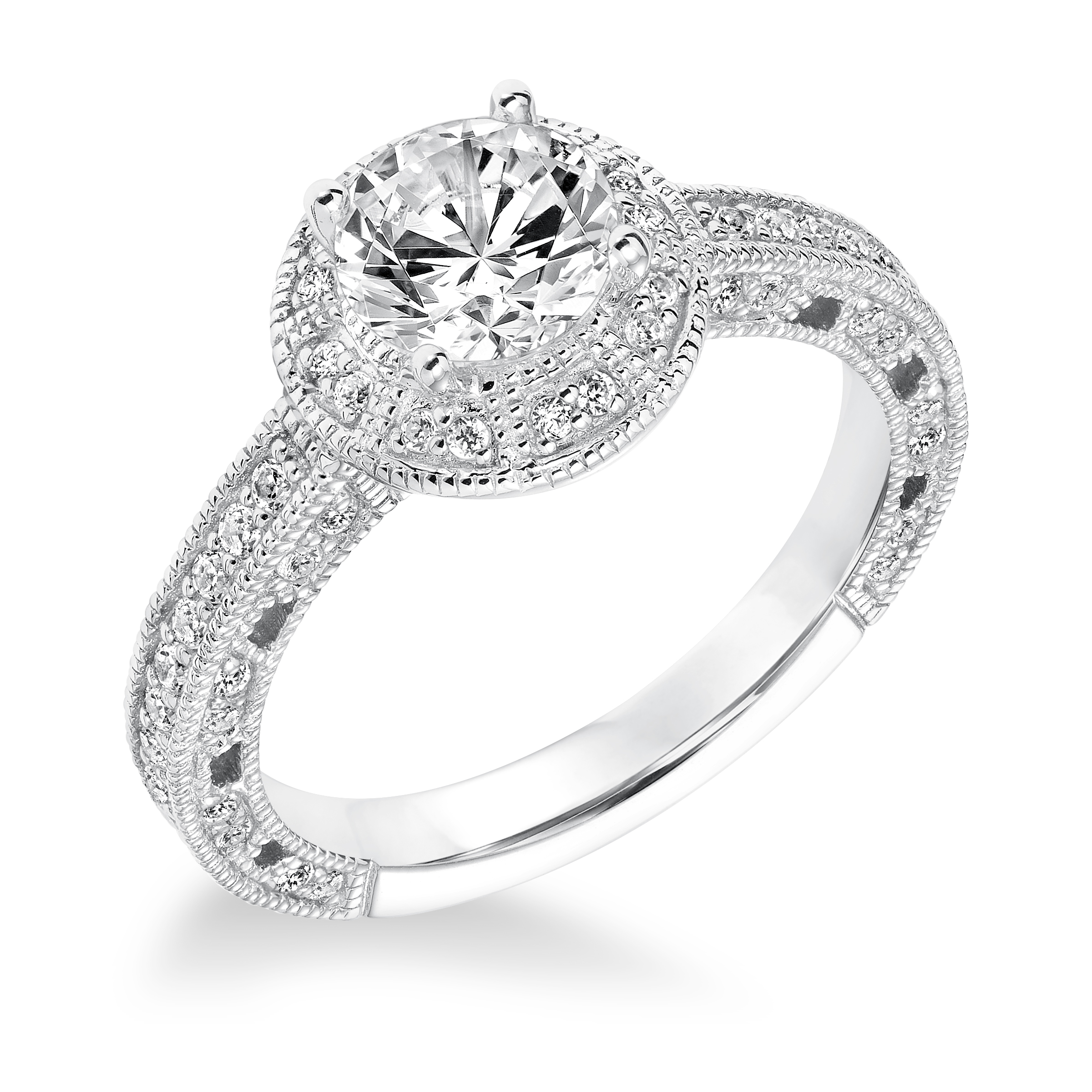 Vintage Diamond With Filigree Accents And Milgrain Engagement Ring