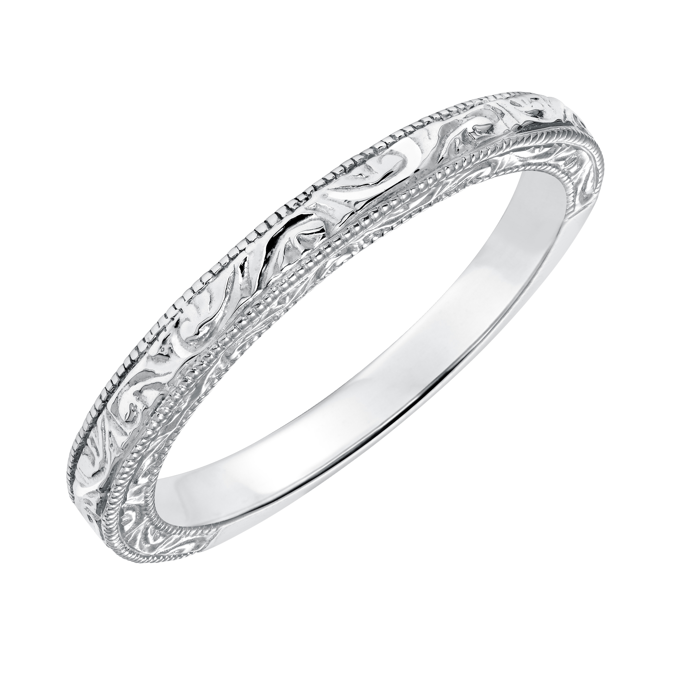 Plain Engraved and Milgrain Wedding Band to Match 31-10046