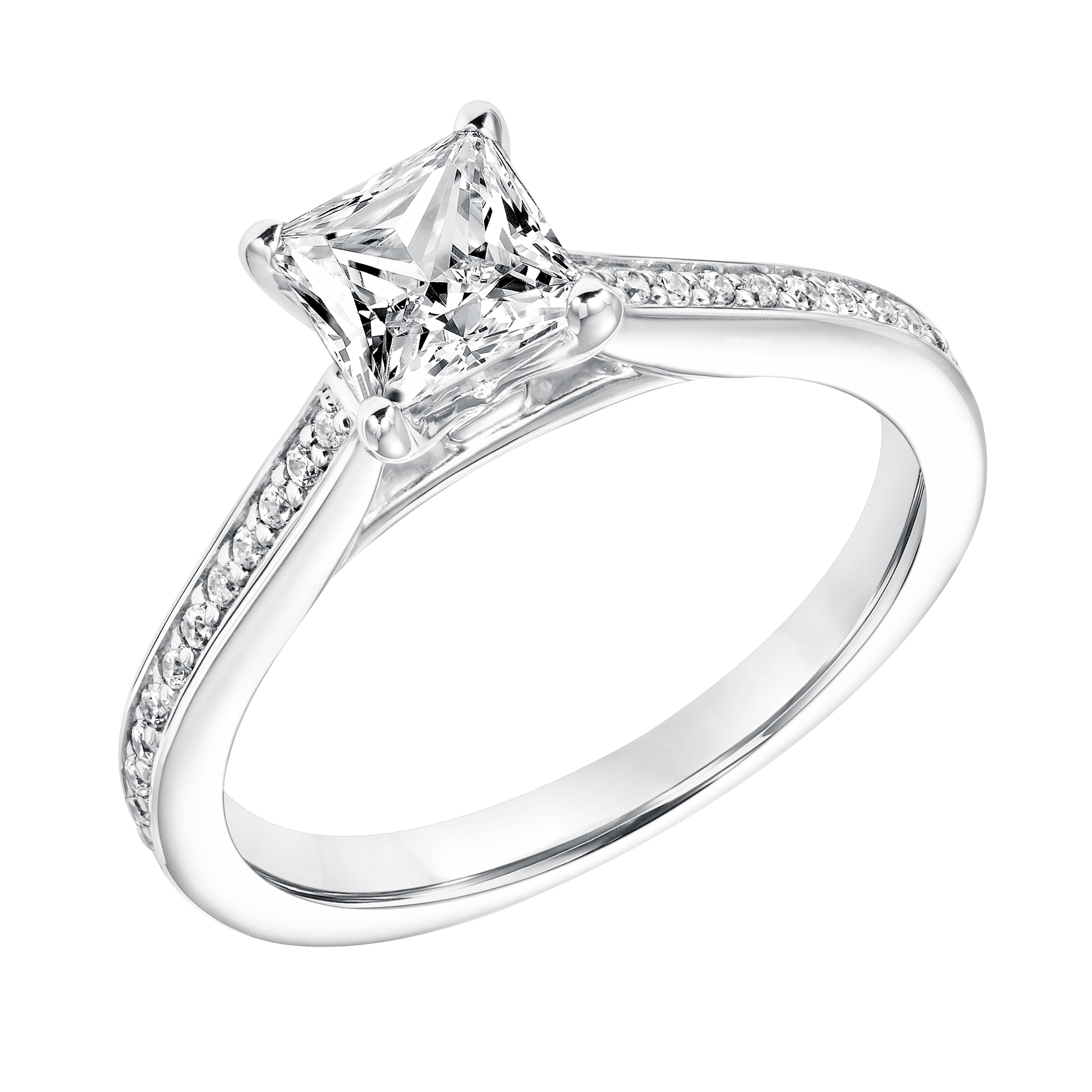 Diamond Prong Set Engagement Ring with Diamond Shank